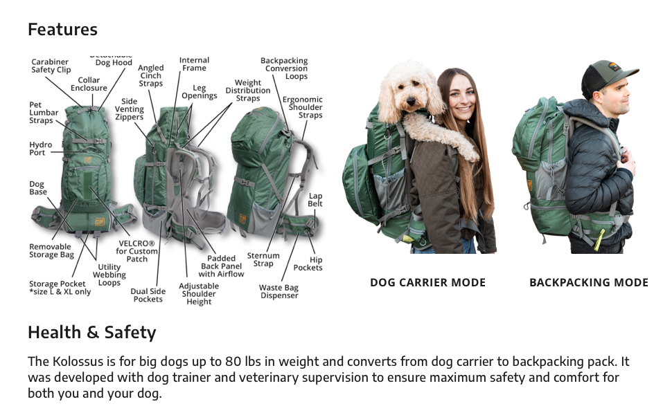 "Kolossus K9 Expedition Pack: The Ultimate Big Dog Carrier and Backpacking Adventure Companion"