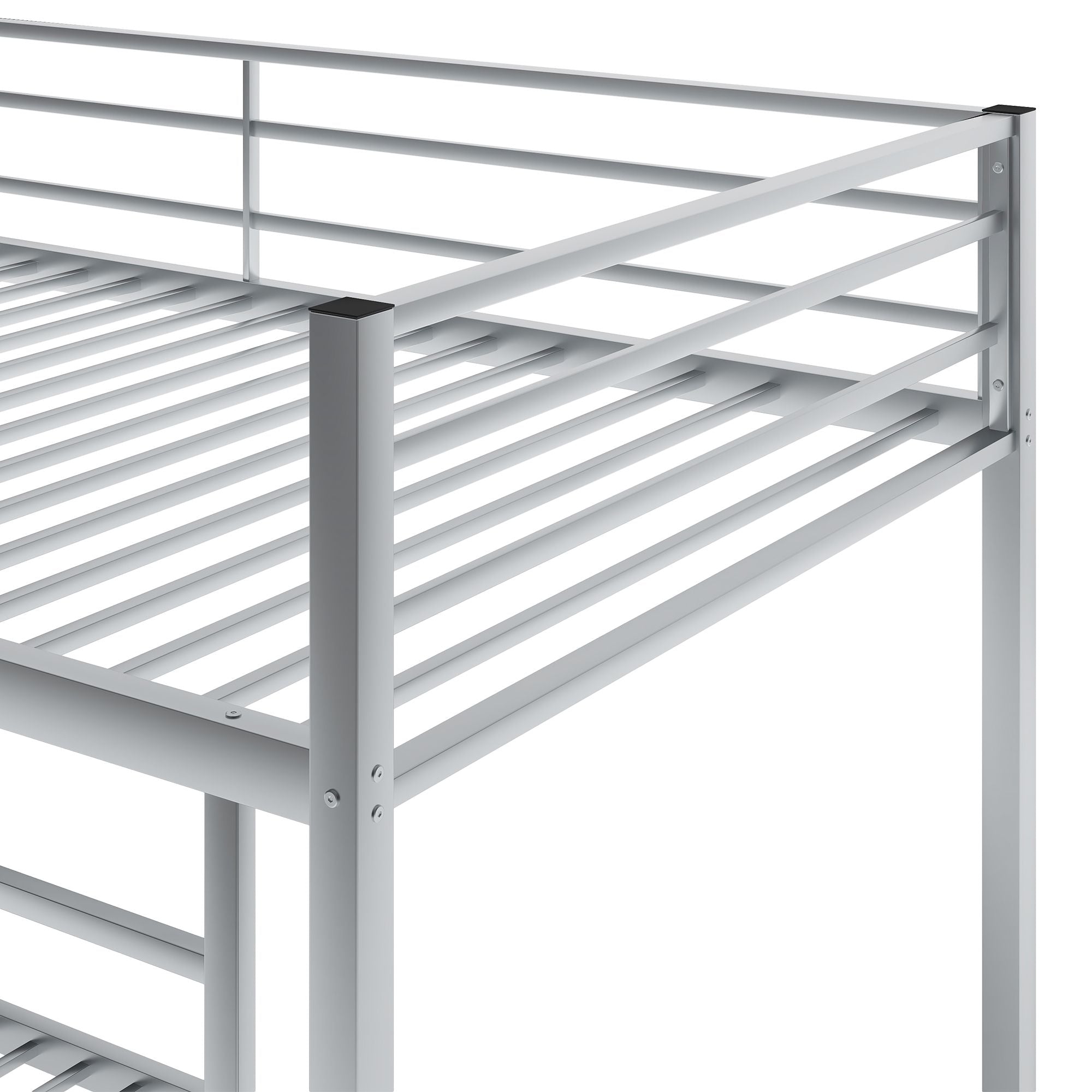 Twin over Twin Metal Bunk Bed;  Low Bunk Bed with Ladder