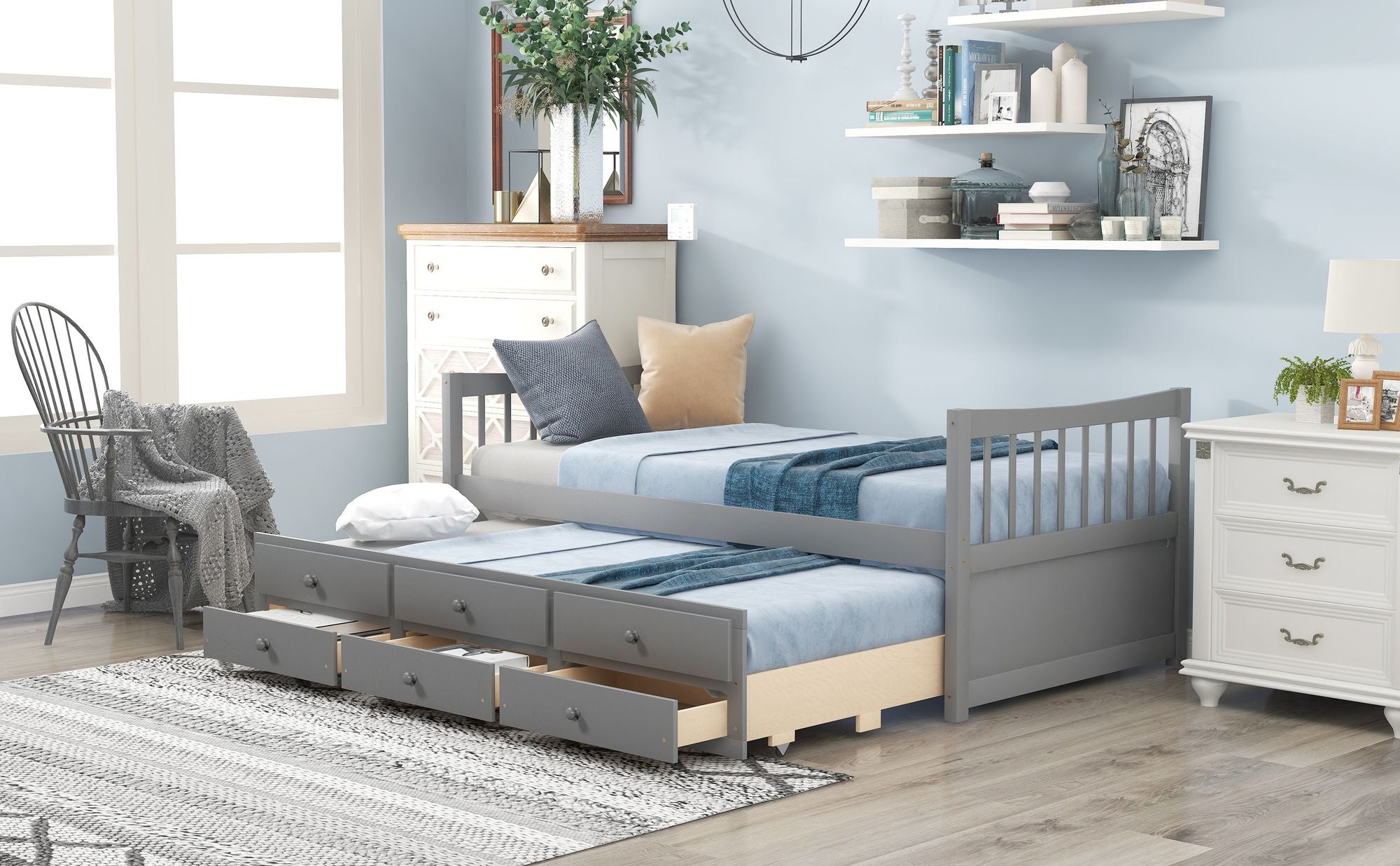 Daybed with Trundle and Drawers;  Twin Size