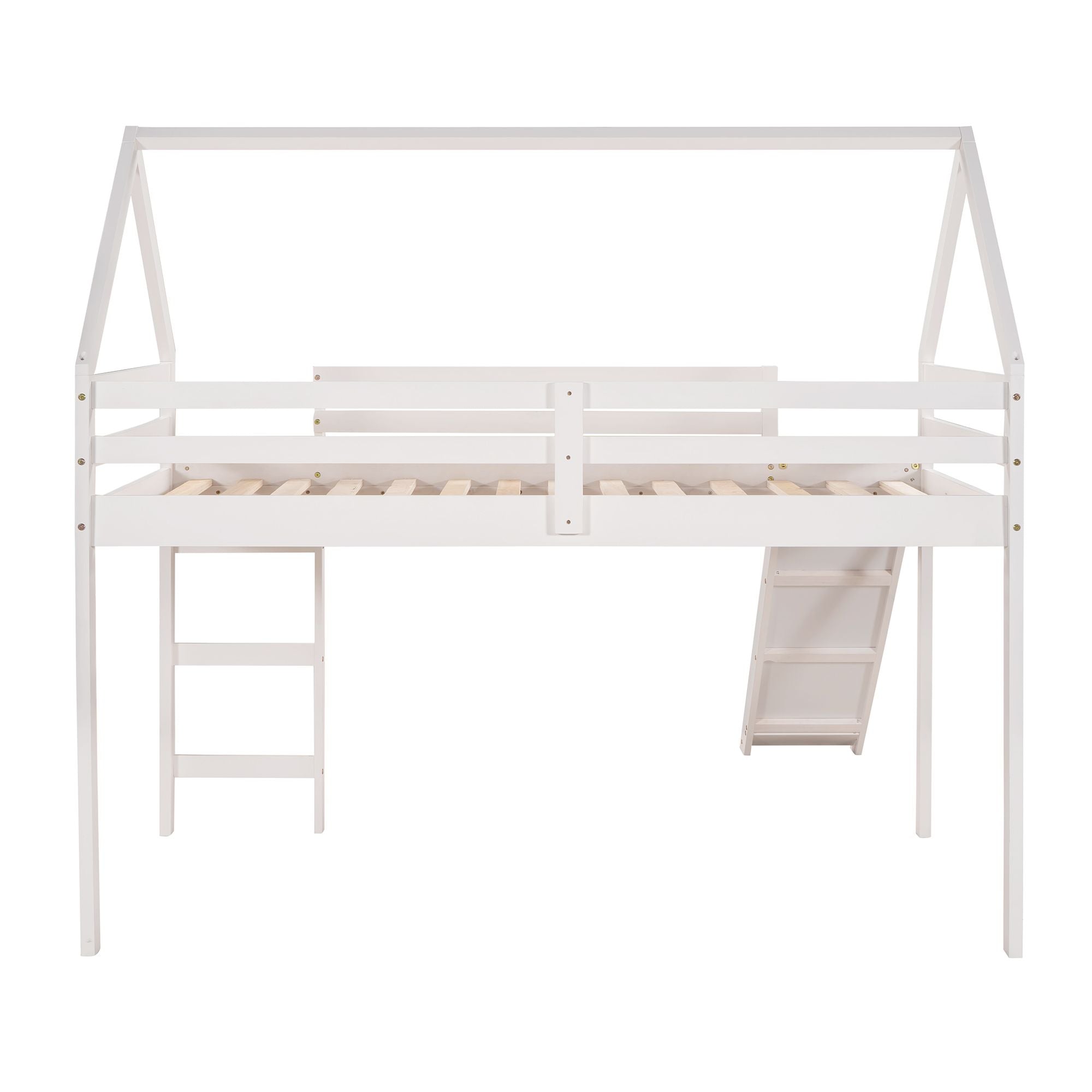 Twin Size Loft Bed with Slide;  House Bed with Slide