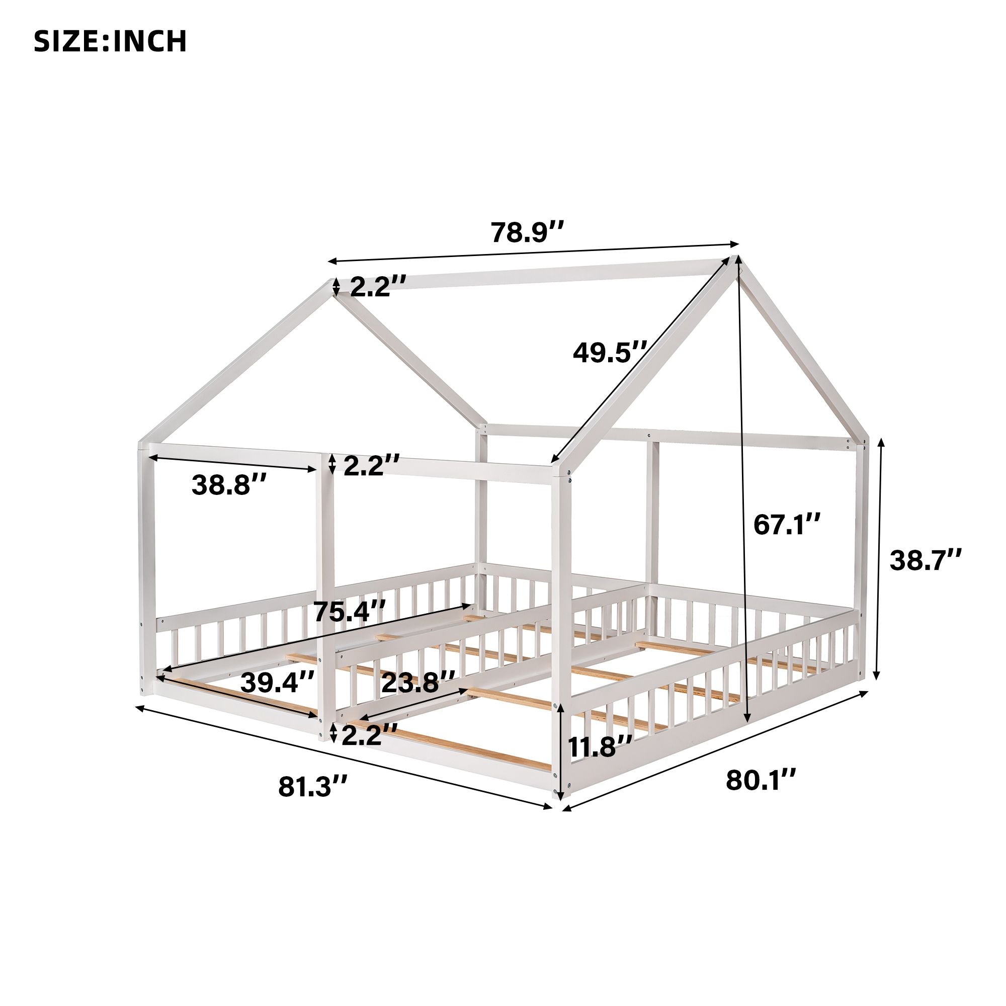 Twin Size House Platform Beds; Two Shared Beds