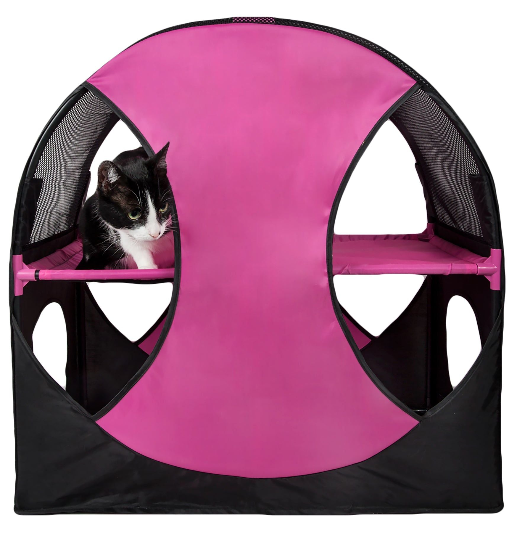 Pet Life Kitty-Play Obstacle Travel Cat House - Collapsible, Soft Folding Pet House for Cats & Kittens