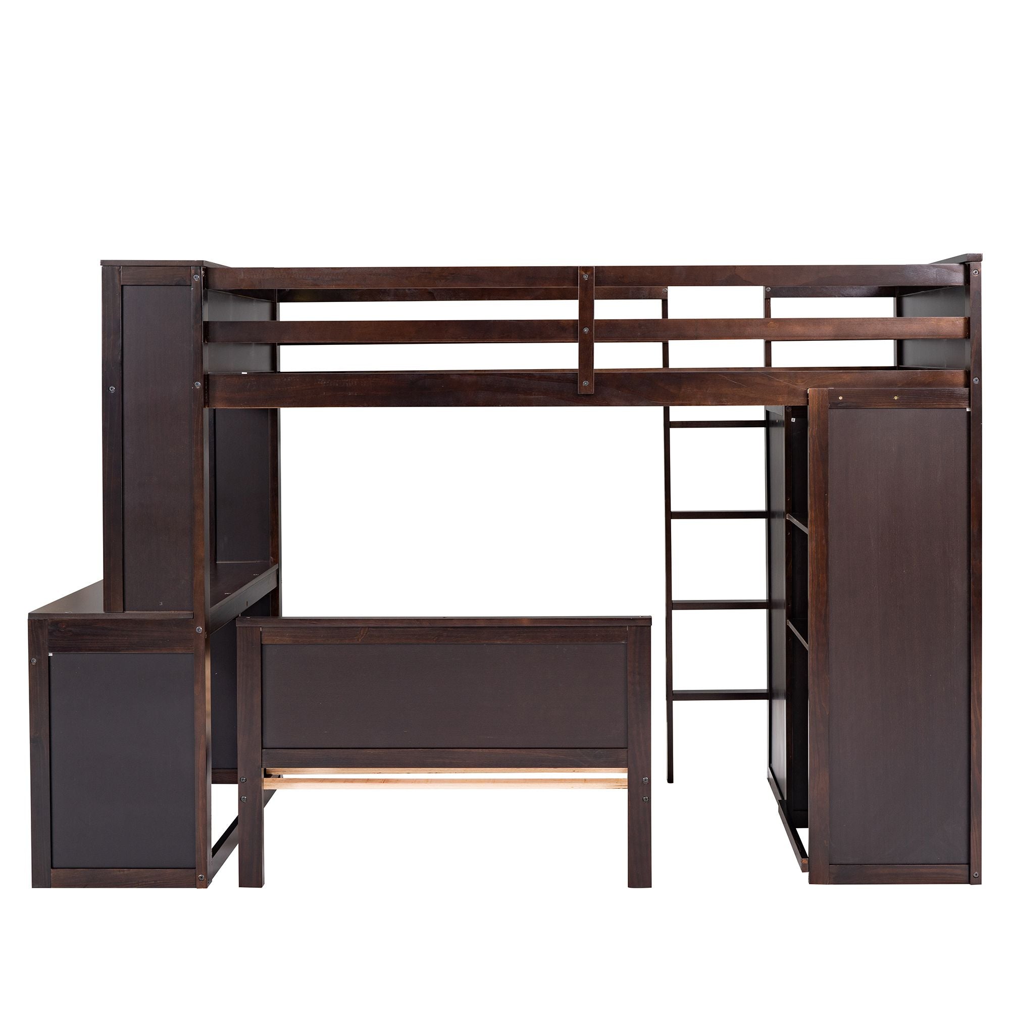 Twin size Loft Bed with a Stand-alone bed;  Shelves; Desk; and Wardrobe