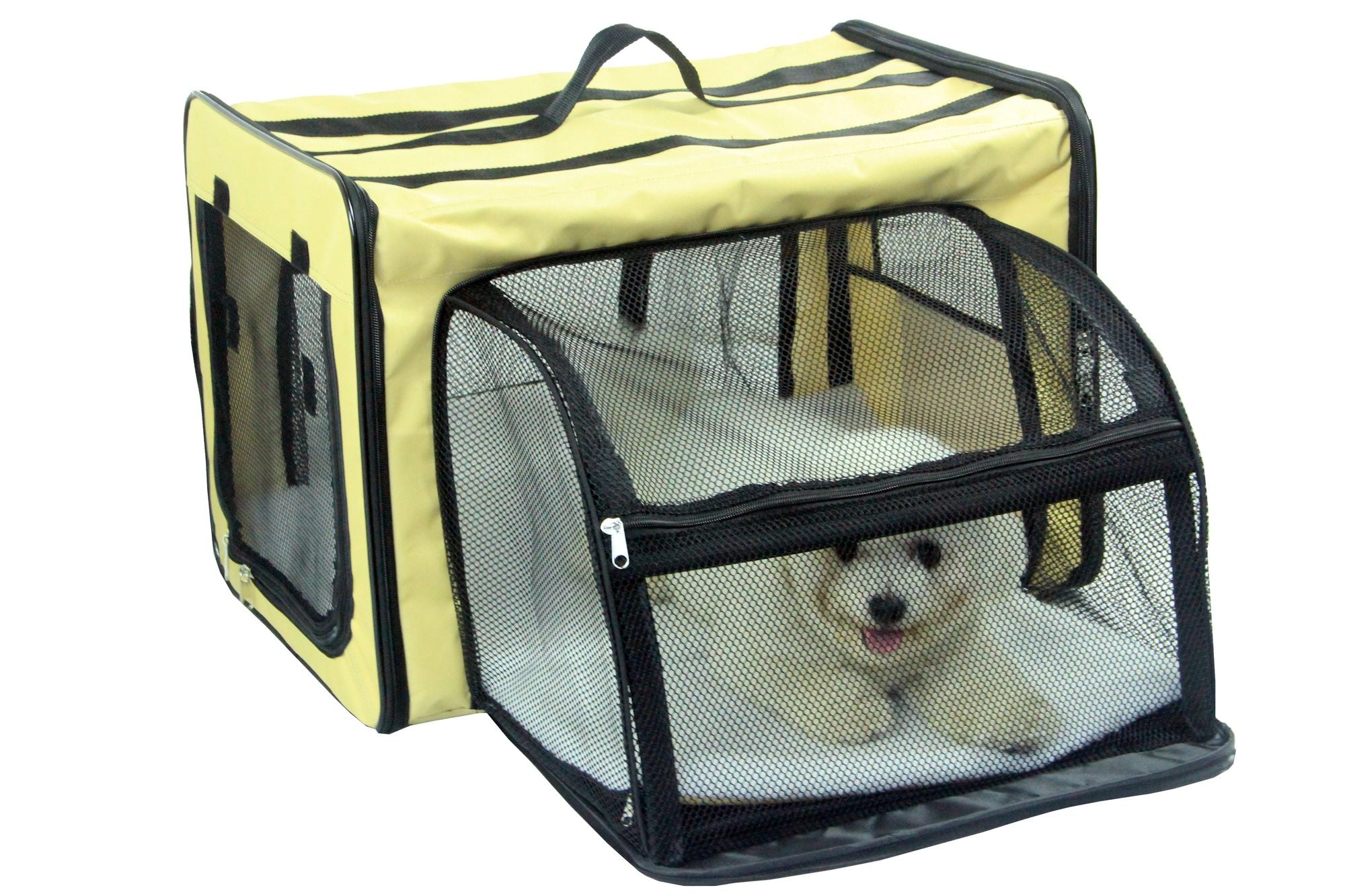 Pet Life Capacious Dual-Expandable Collapsible Travel Dog Crate - Lightweight Wire Folding Pet Kennel