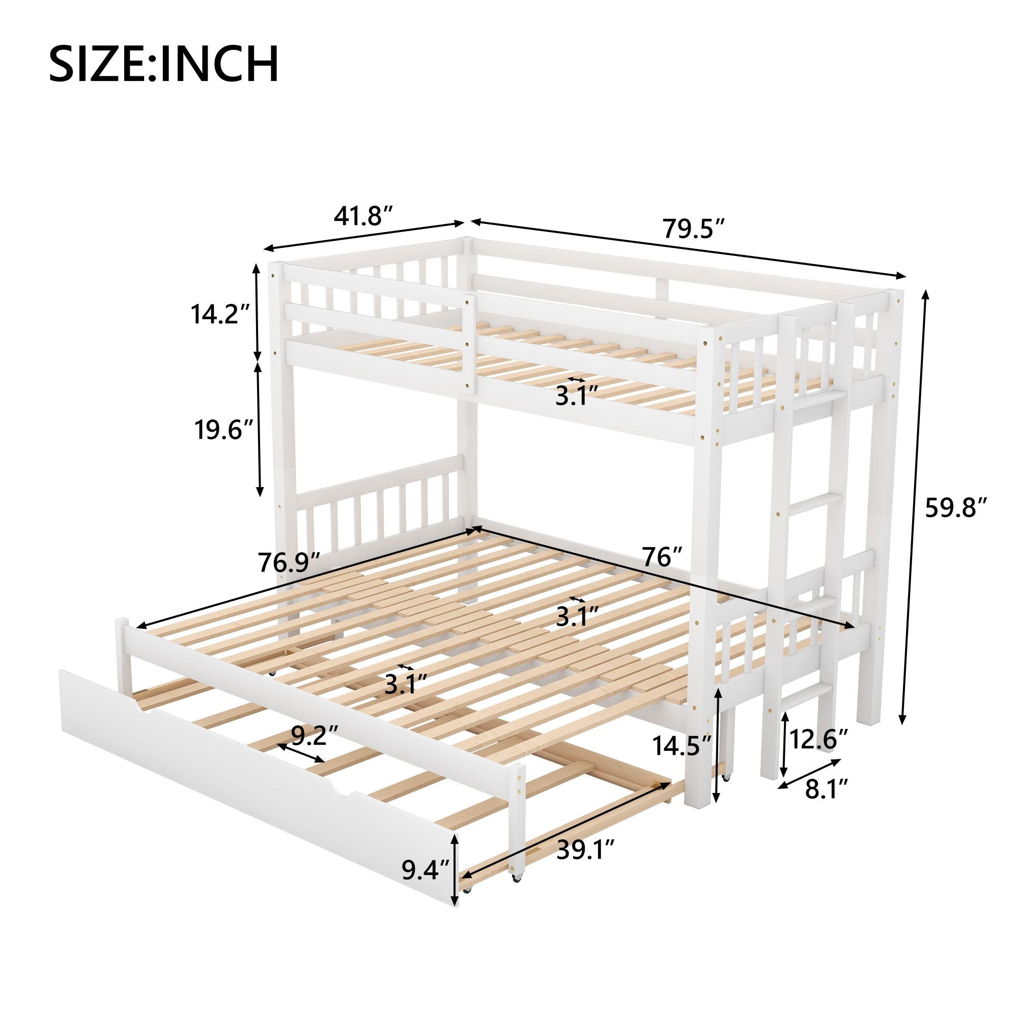 Twin over Pull-out Bunk Bed with Trundle