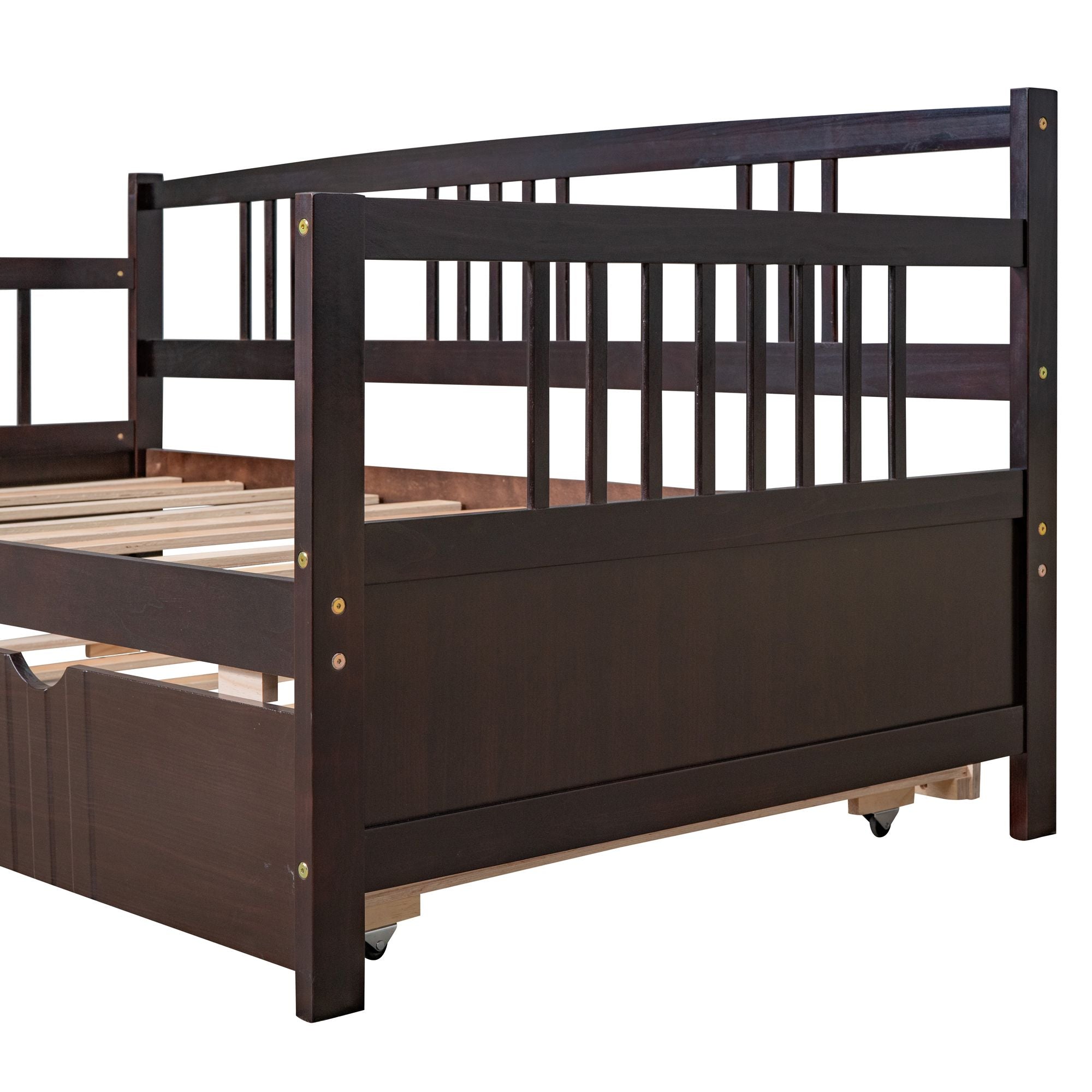 Twin Size Daybed Wood Bed with Twin Size Trundle