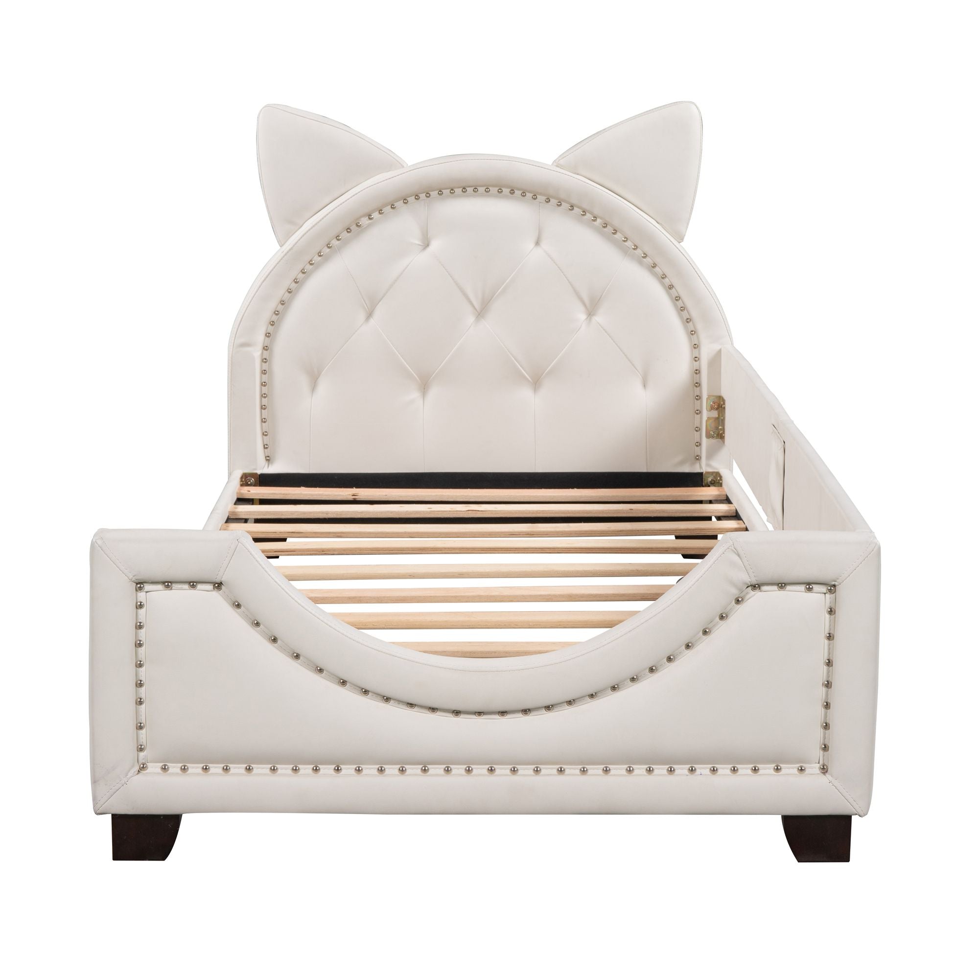 Twin Size Upholstered Daybed with Carton Ears Shaped Headboard