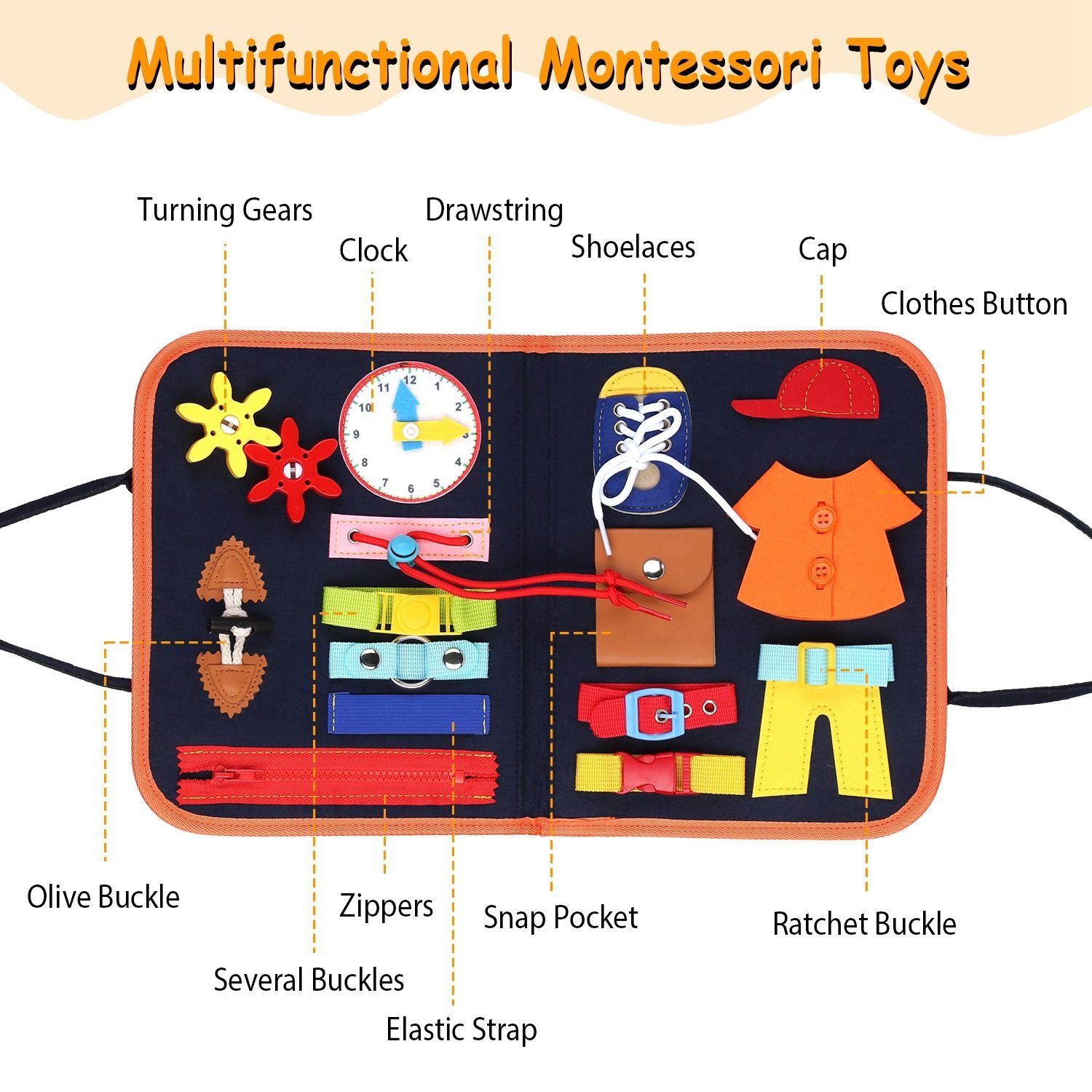 Kids Busy Board Sensory Activity Board Preschool Learning Toys Montessori Educational Gift for 1-6 Years Old Baby Toddler Girls Boys