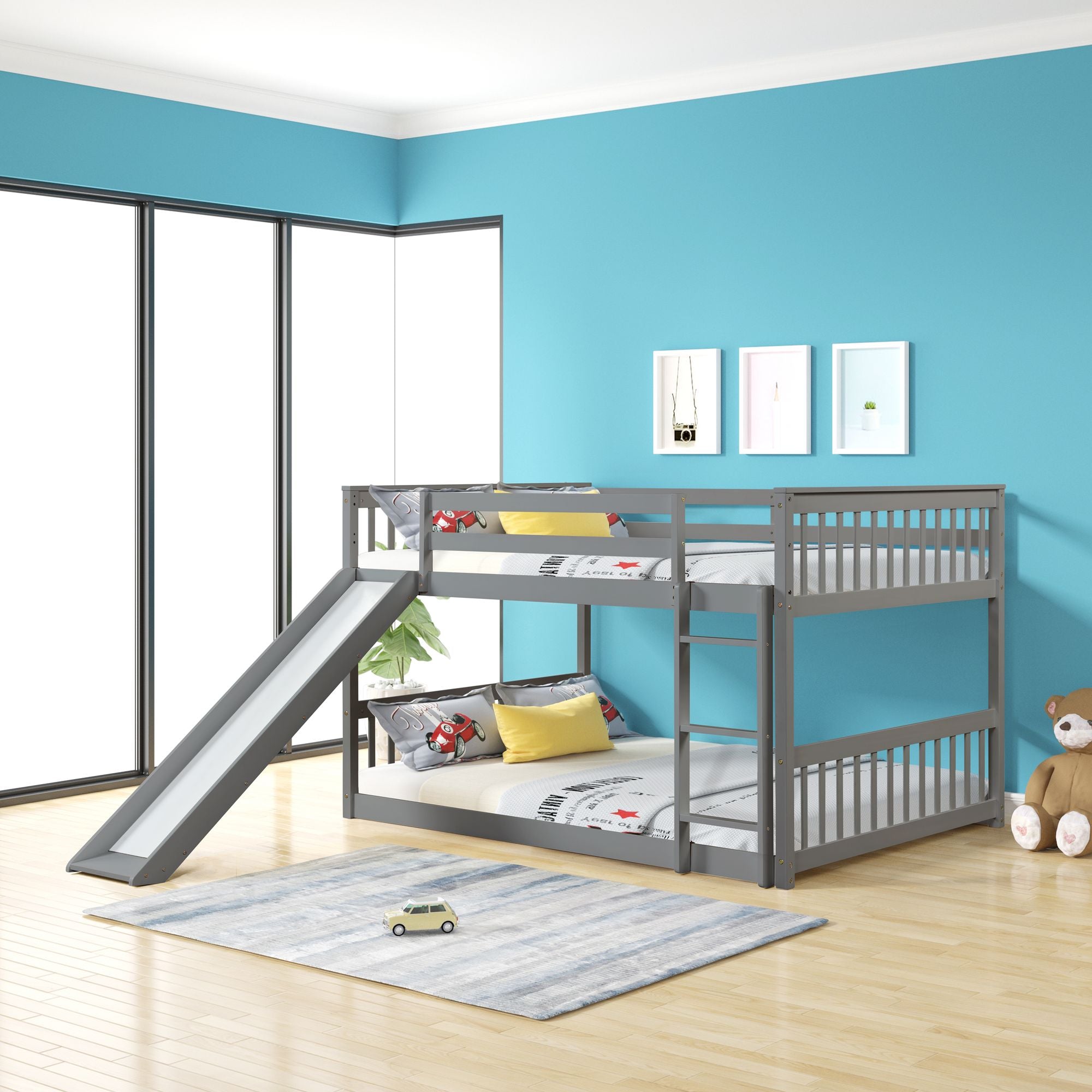 Full over Full bunk bed with Slide