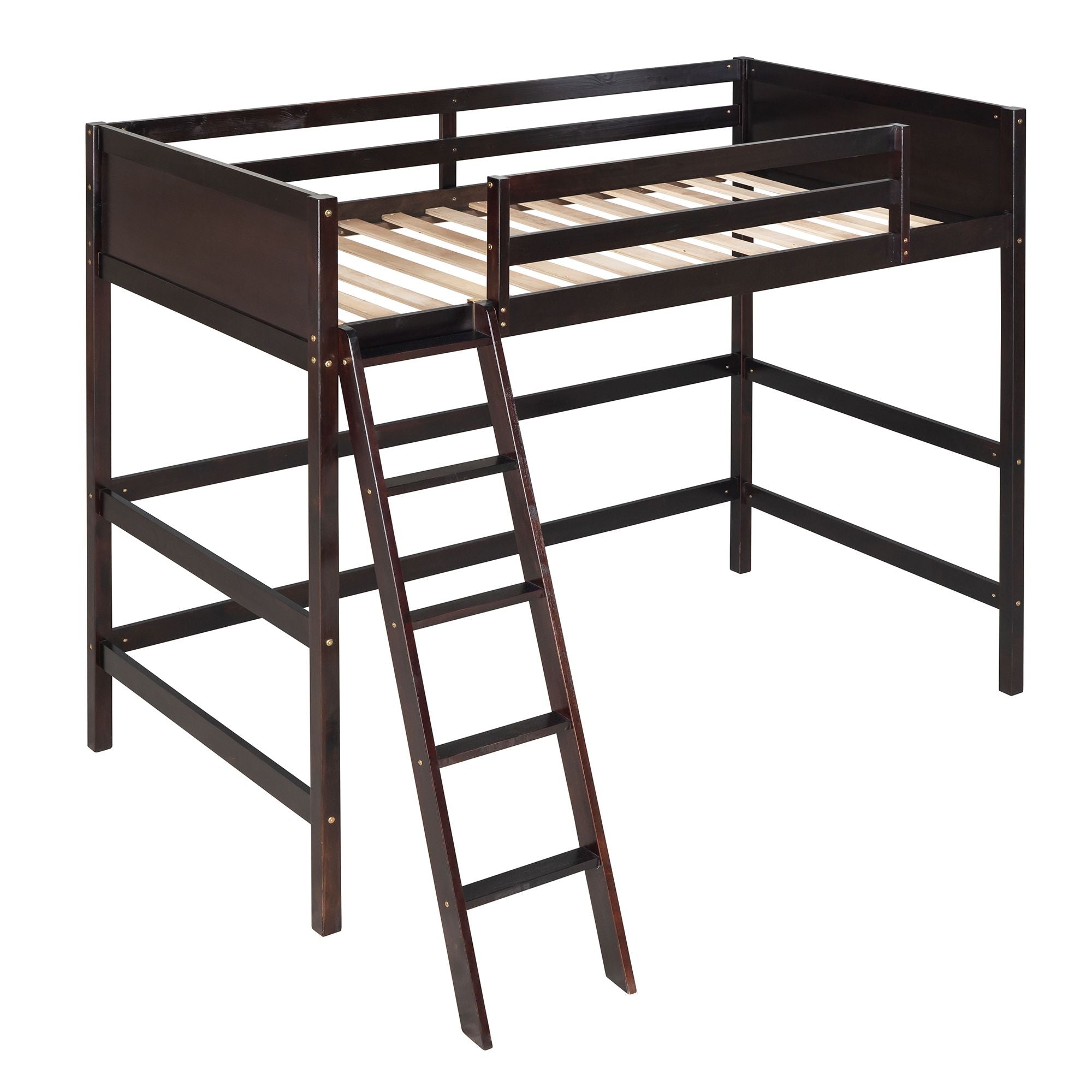 Solid Wood Twin Size Loft Bed with Ladde