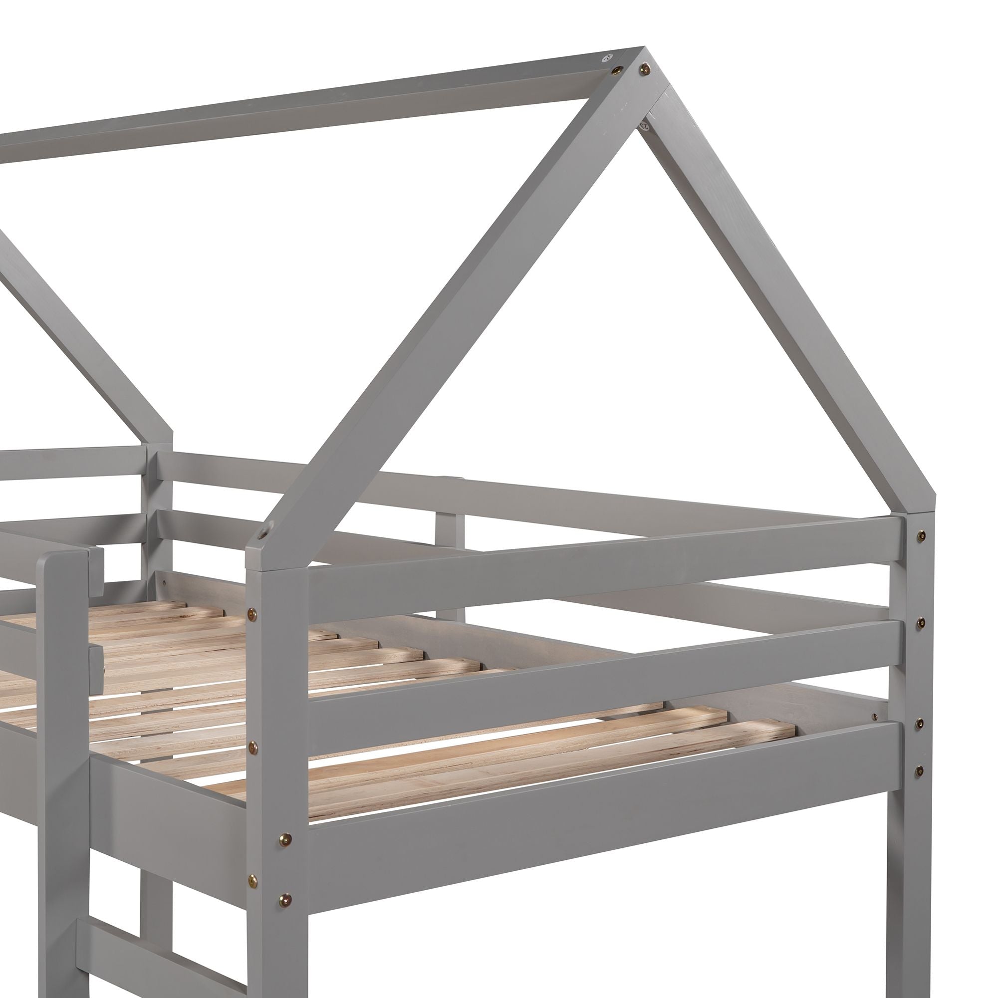 Twin Size Loft Bed with Slide;  House Bed with Slide