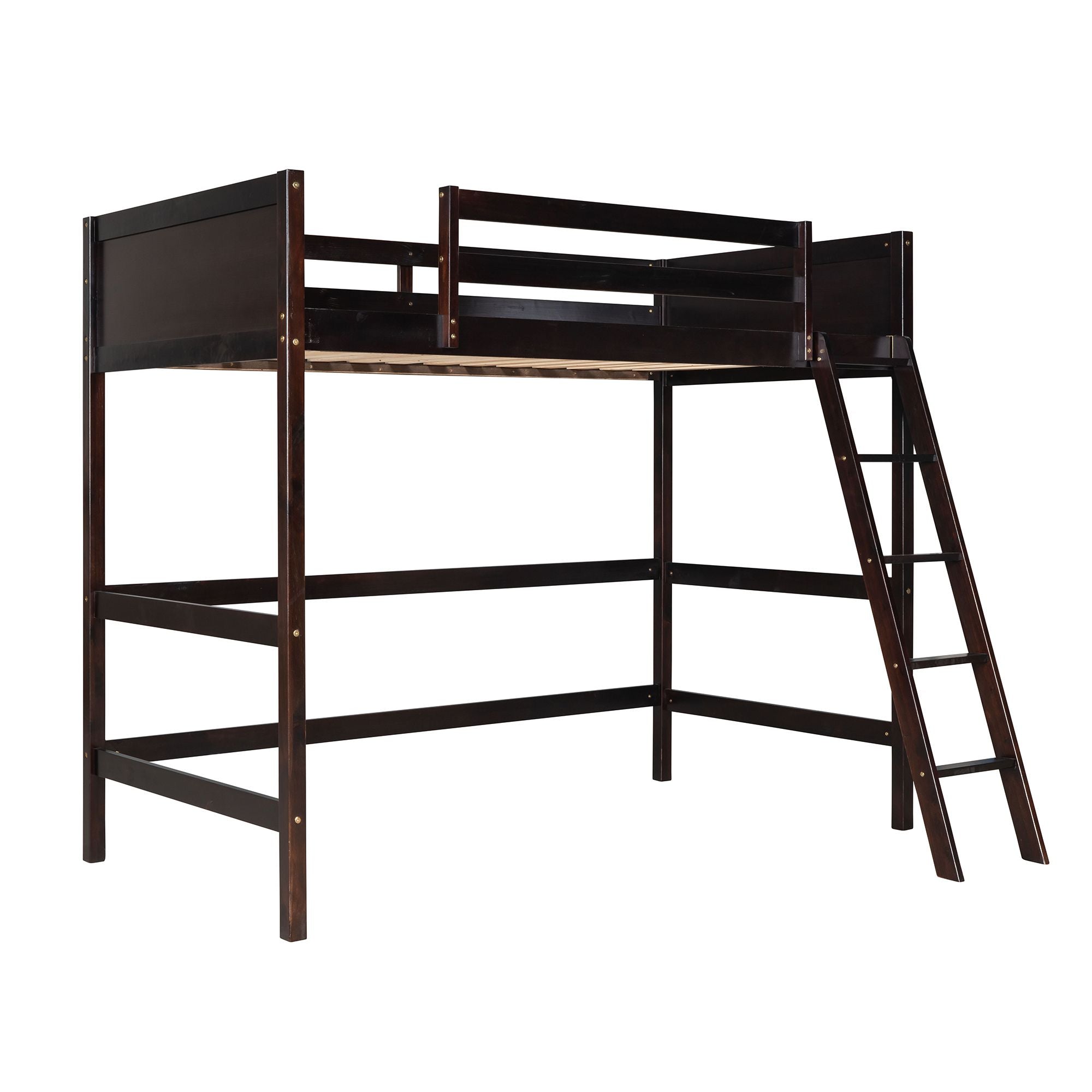 Solid Wood Twin Size Loft Bed with Ladde