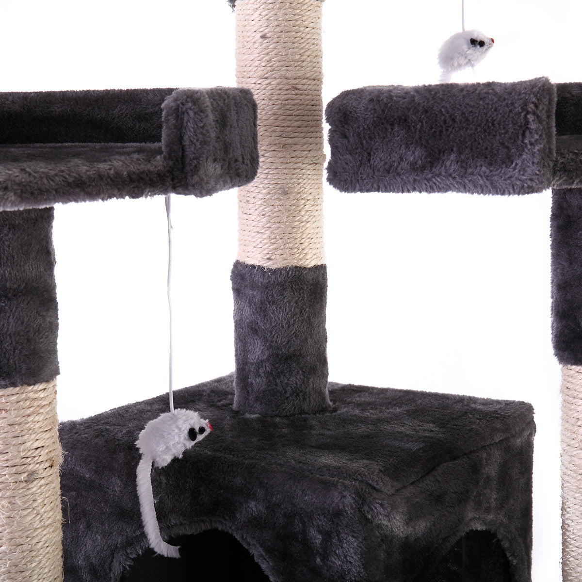 67'' Multi-Level Cat Tree Tower, Kitten Condo House with Scratching Posts, Kitty Play Activity Center, Durable Pet Furniture, Gray