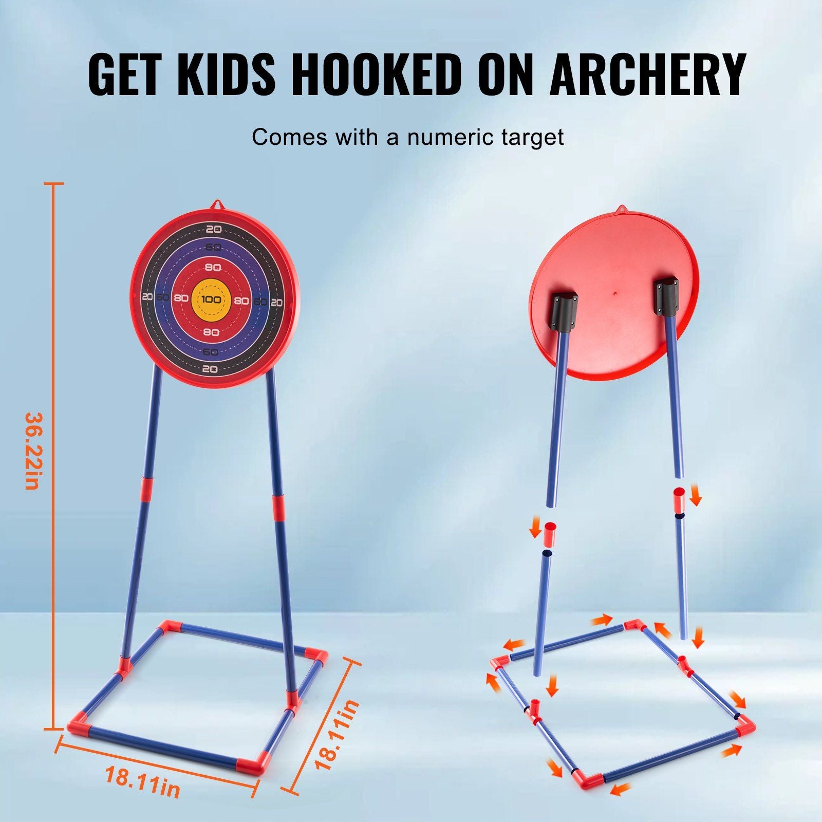 VEVOR Bow and Arrow Set for Kids, 2 Pack LED Light Up Archery Set with 20 Suction Cup Arrows, Standing Target, 2 Quivers, 2 Guns, 20 Soft Bullets, 3 Target Cans, Outdoor Toy for Boy & Girl 6+ Year Old