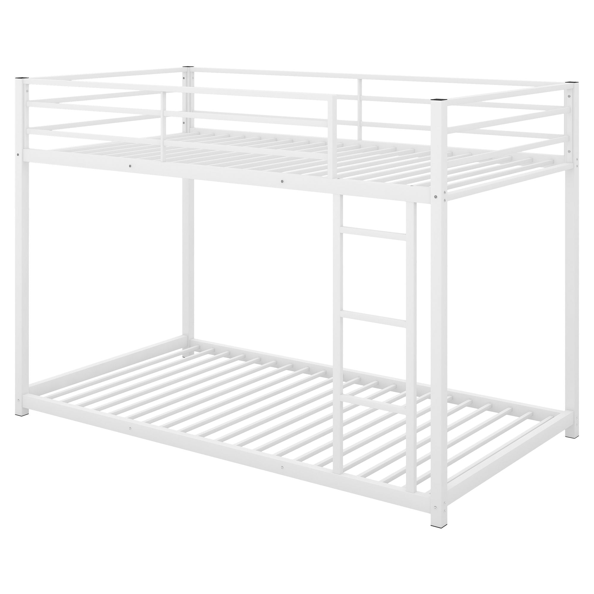 Twin over Twin Metal Bunk Bed;  Low Bunk Bed with Ladder