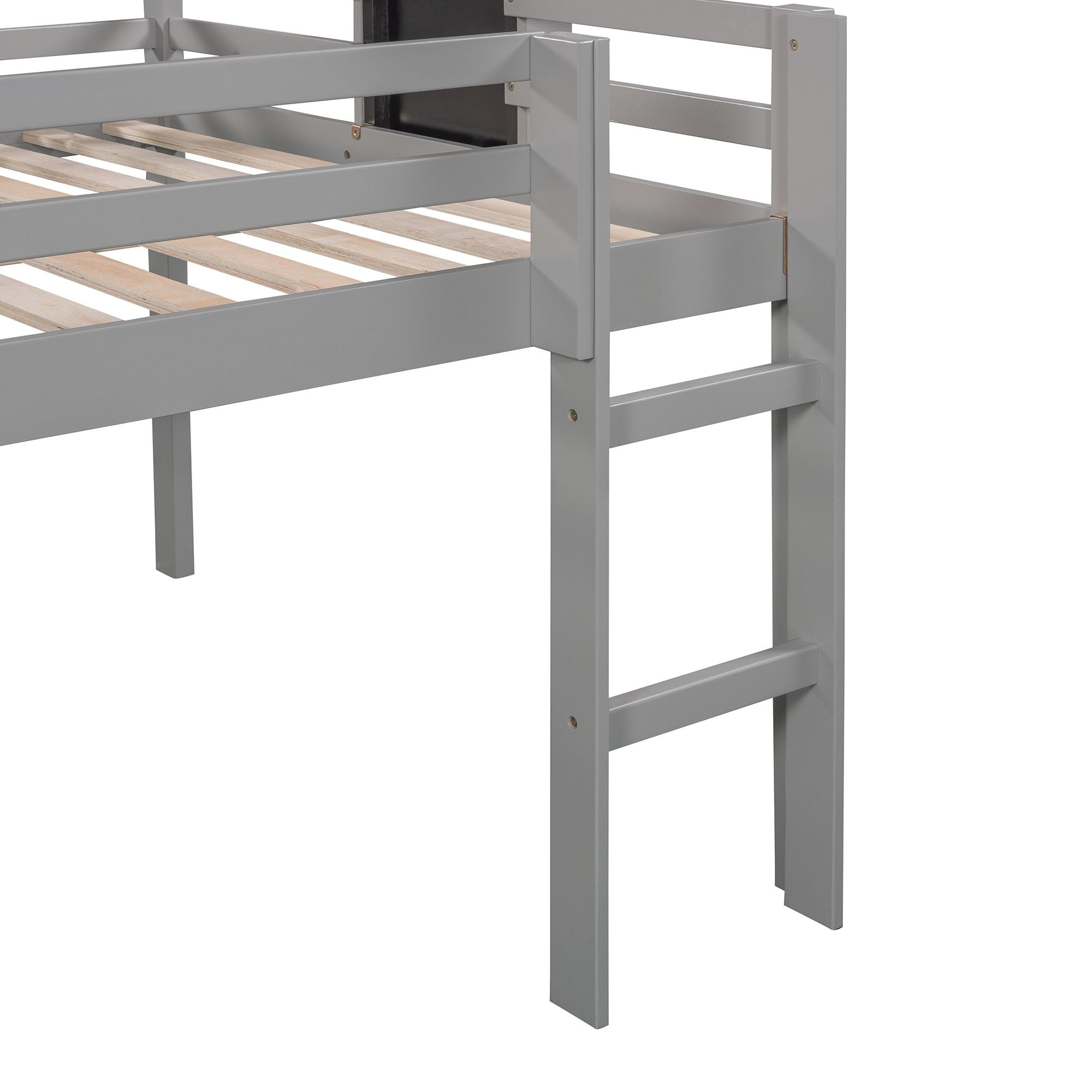 Full size Loft Bed Wood Bed with Slide;  Stair and Chalkboard