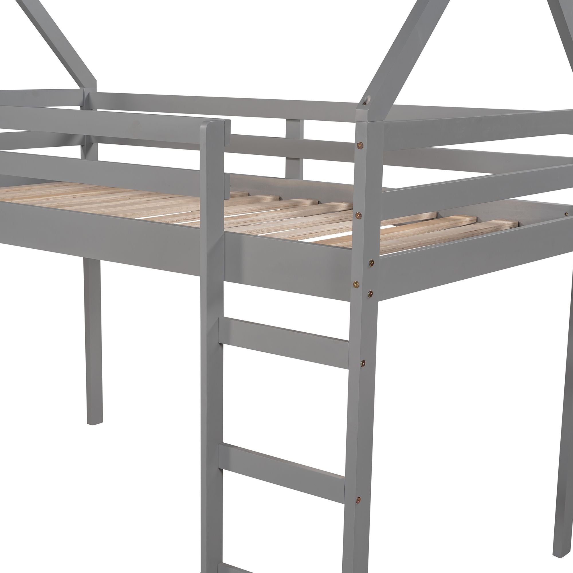 Twin Size Loft Bed with Slide;  House Bed with Slide