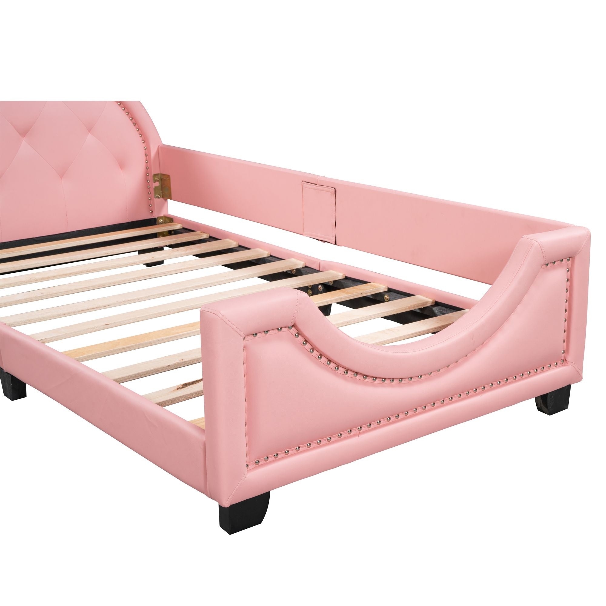 Twin Size Upholstered Daybed with Carton Ears Shaped Headboard