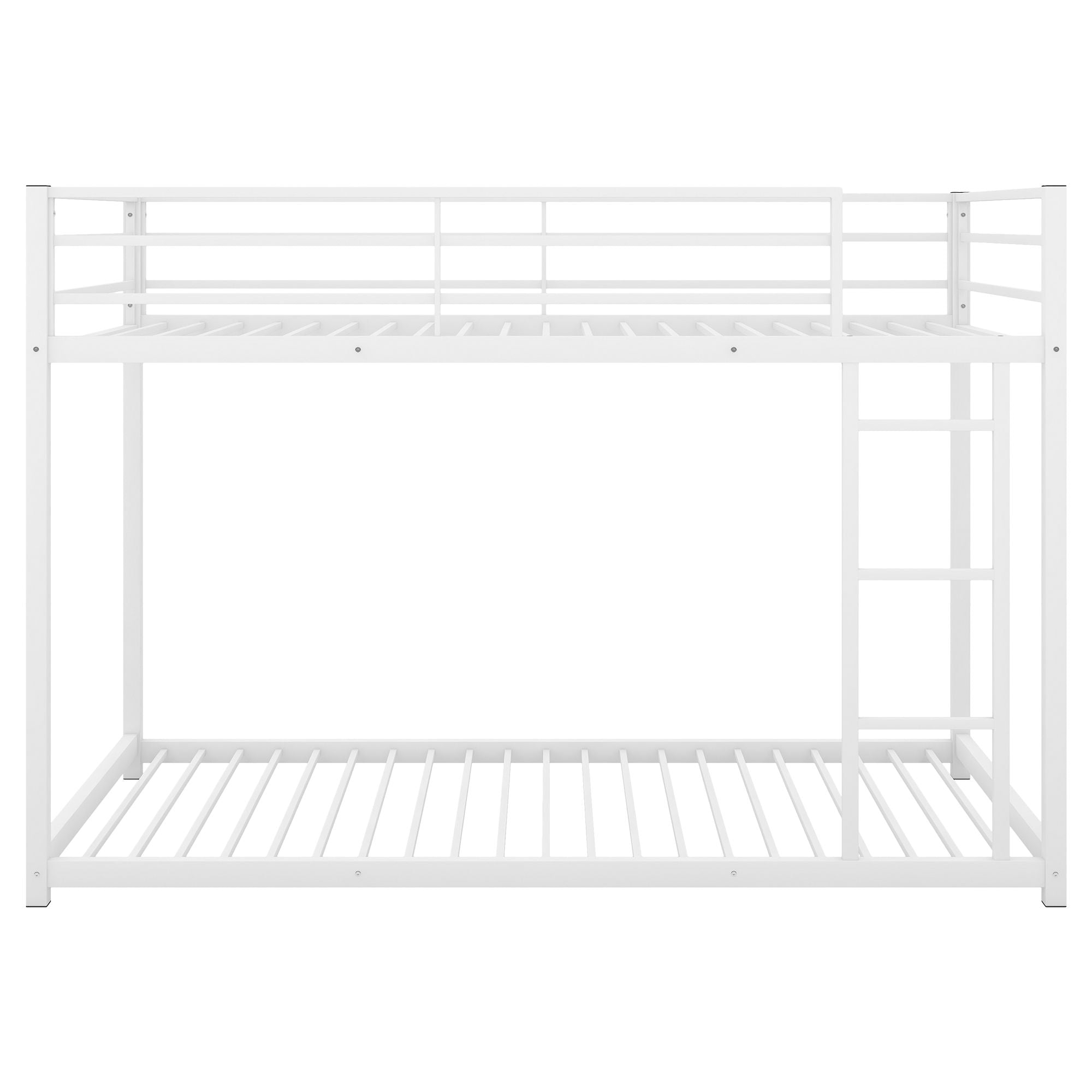 Twin over Twin Metal Bunk Bed;  Low Bunk Bed with Ladder