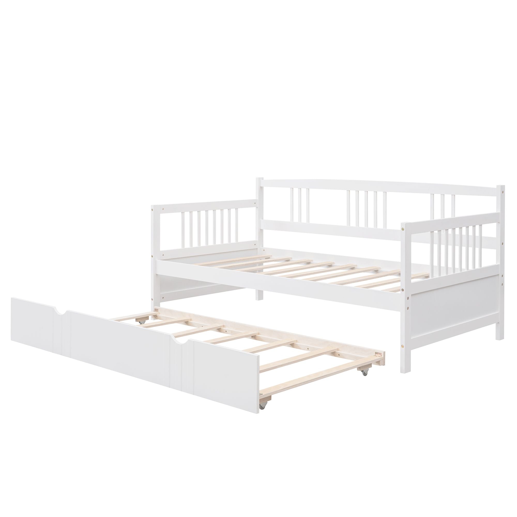 Twin Size Daybed Wood Bed with Twin Size Trundle