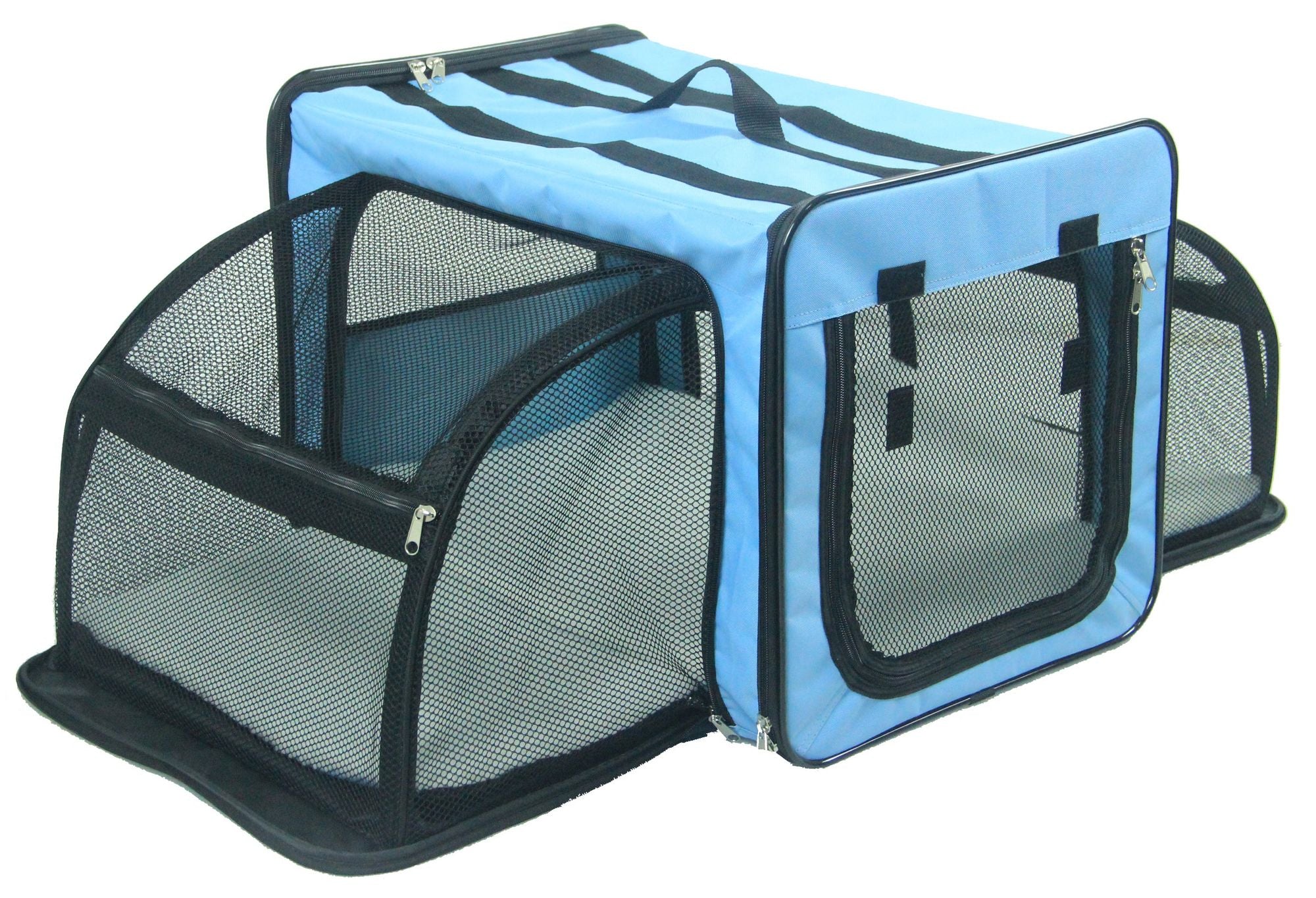 Pet Life Capacious Dual-Expandable Collapsible Travel Dog Crate - Lightweight Wire Folding Pet Kennel