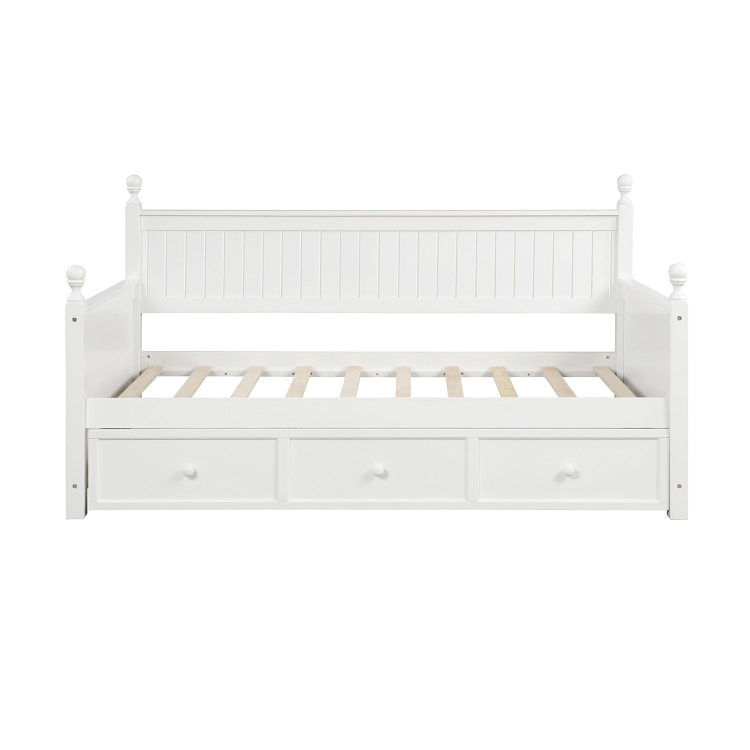 Wood Daybed with Three Drawers ; Twin Size Daybed; No Box Spring Needed ; White