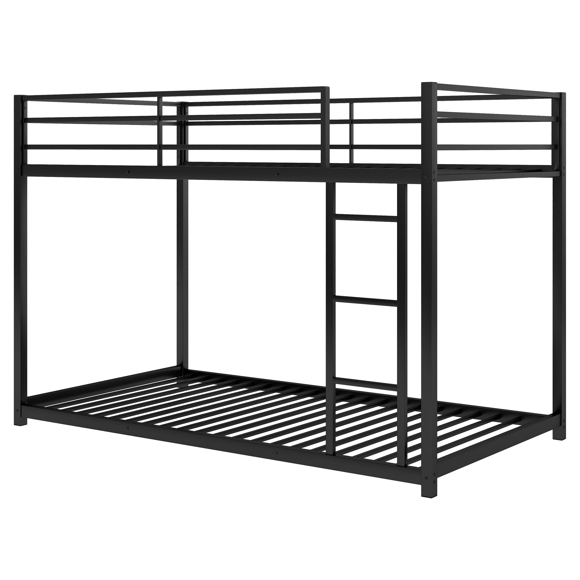 Twin over Twin Metal Bunk Bed;  Low Bunk Bed with Ladder