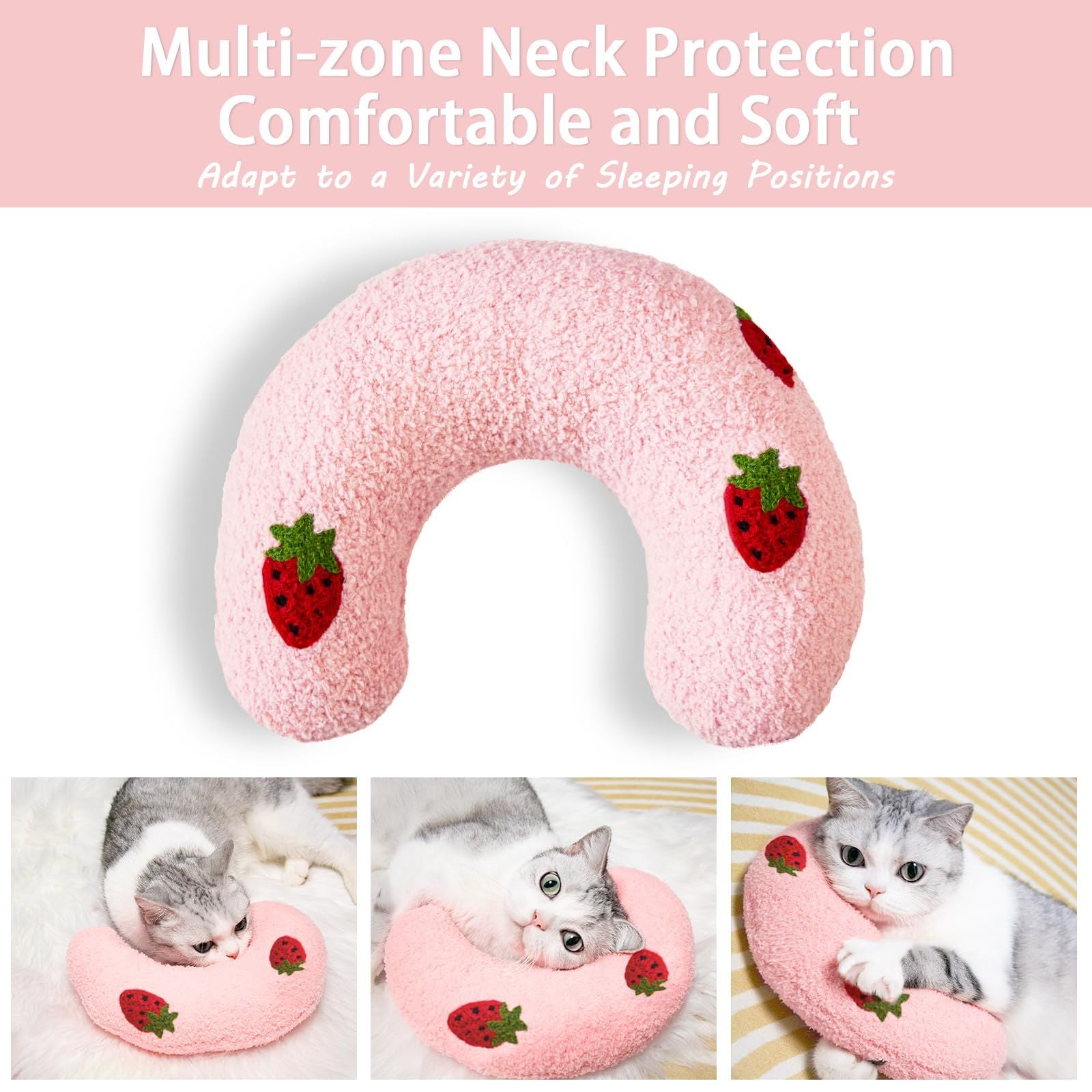 Cat Pillow, Small Pillow for Cat, Cat Blankets for Indoor, Pet Toy, Small Banana Donut Bed for Pets, Little Pillow for Cats No Heating Pad, Real Littles Fluffy Kittens Accessories for Pet Calming