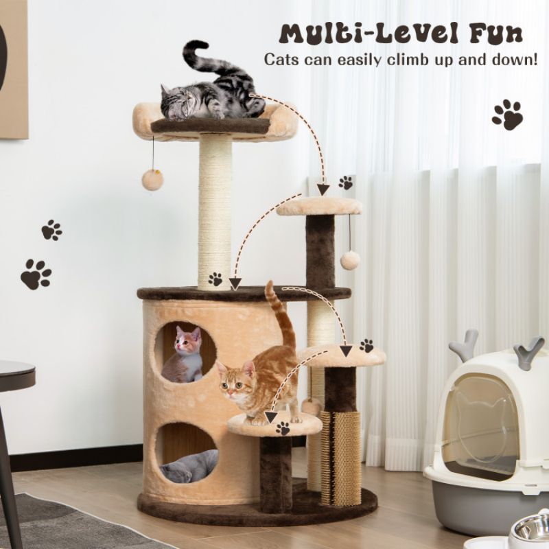 40 Inch Cat Tree Tower Multi-Level Activity Tree with 2-Tier Cat-Hole Condo