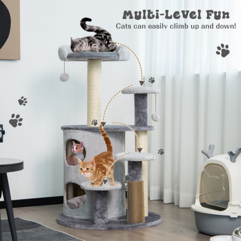 40 Inch Cat Tree Tower Multi-Level Activity Tree with 2-Tier Cat-Hole Condo