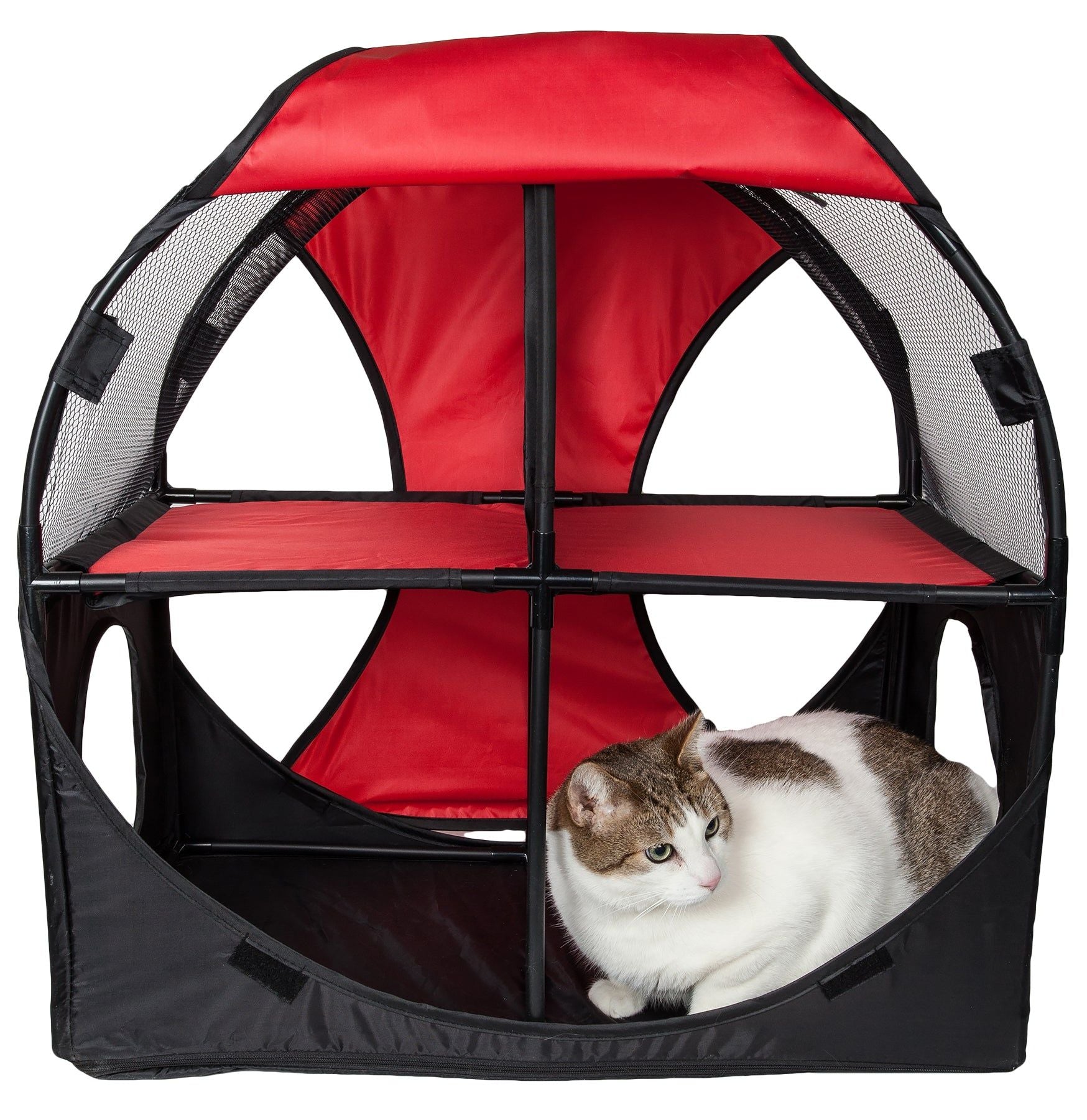 Pet Life Kitty-Play Obstacle Travel Cat House - Collapsible, Soft Folding Pet House for Cats & Kittens