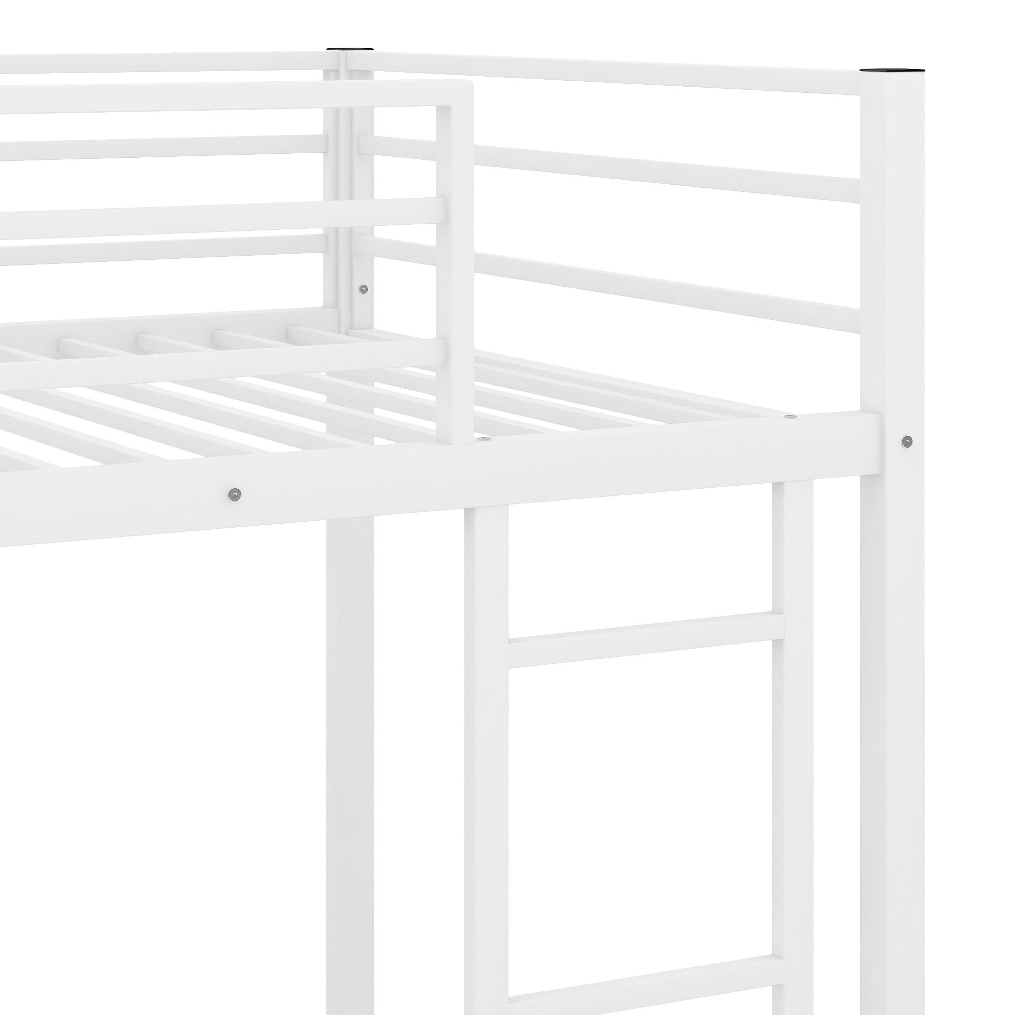 Twin over Twin Metal Bunk Bed;  Low Bunk Bed with Ladder