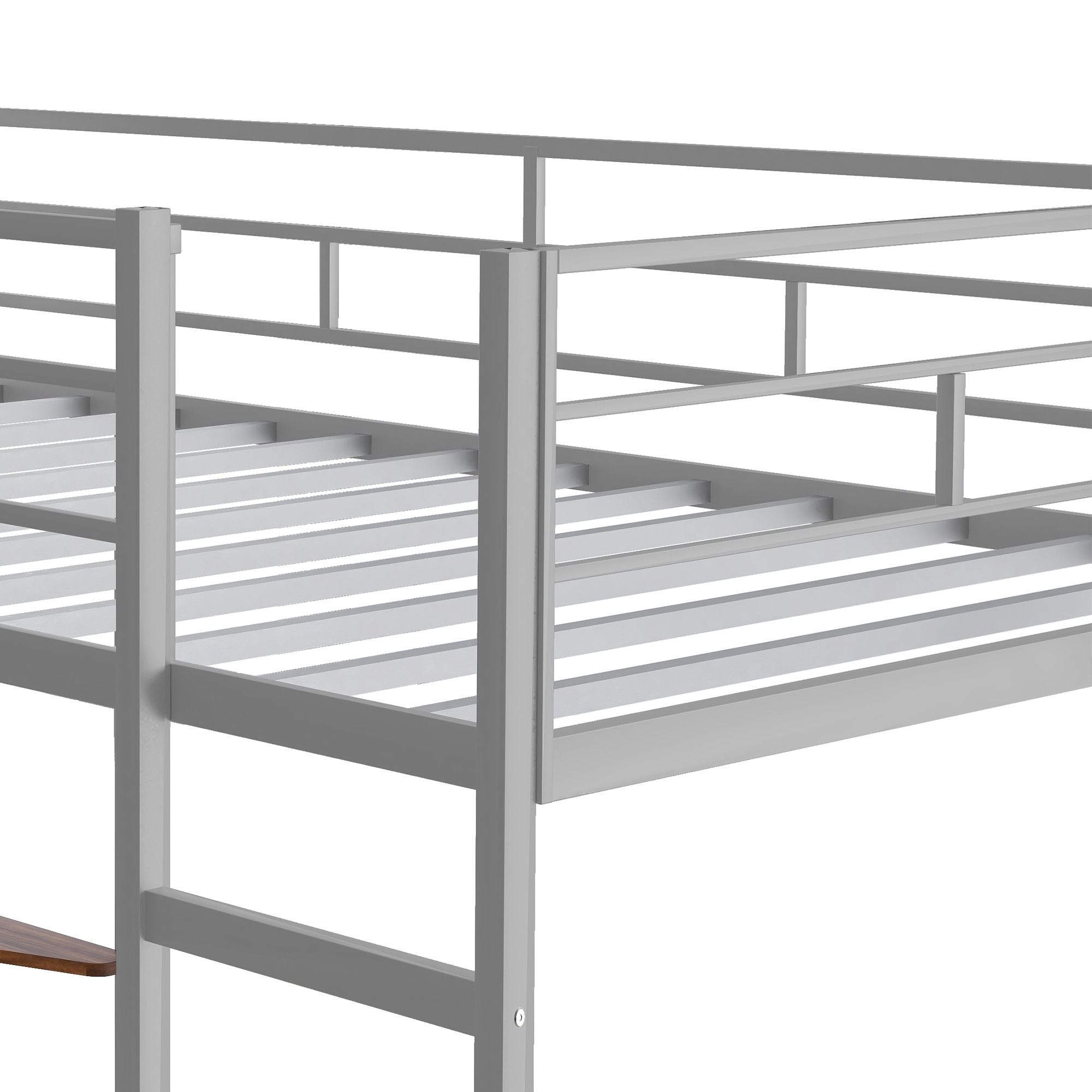 Twin Metal Loft Bed with 2 Shelves and one Desk