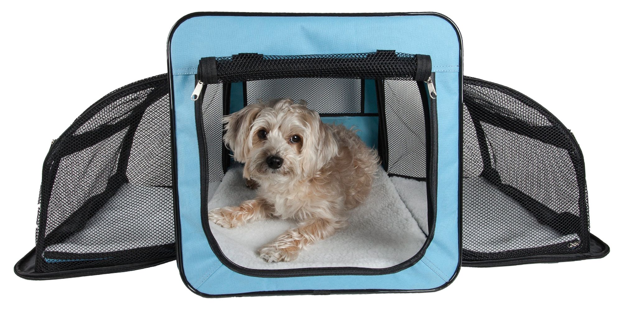 Pet Life Capacious Dual-Expandable Collapsible Travel Dog Crate - Lightweight Wire Folding Pet Kennel