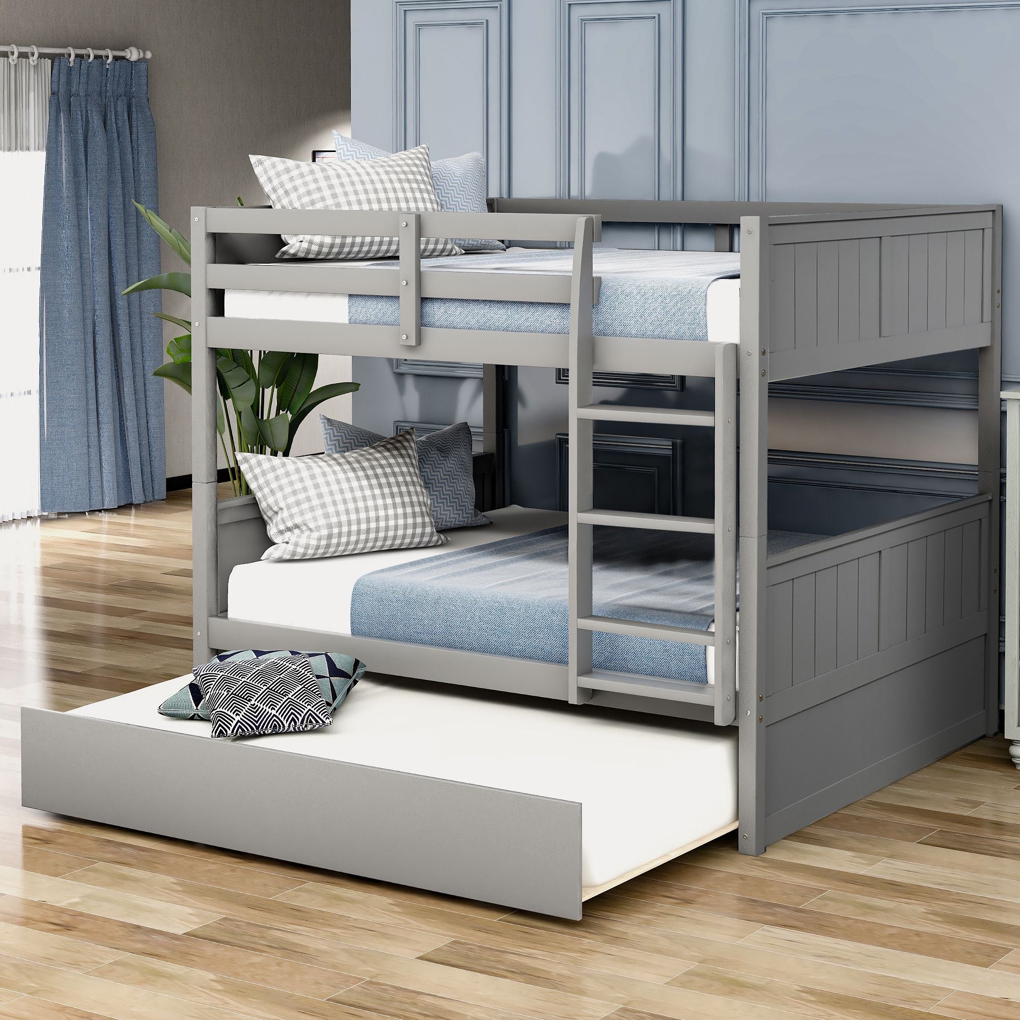 Full Over Full Bunk Bed with Twin Size Trundle