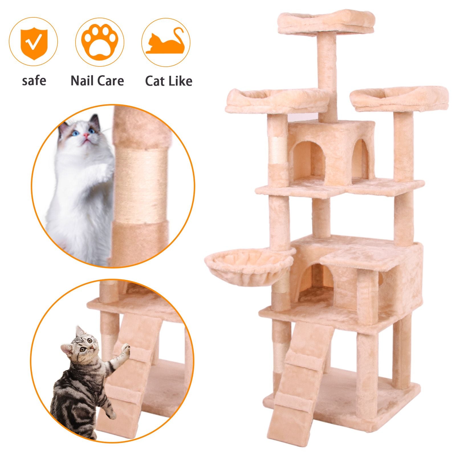 Cat Climbing Frame - Multi-Level Activity Tower with Scratching Posts and Play Areas for Cats