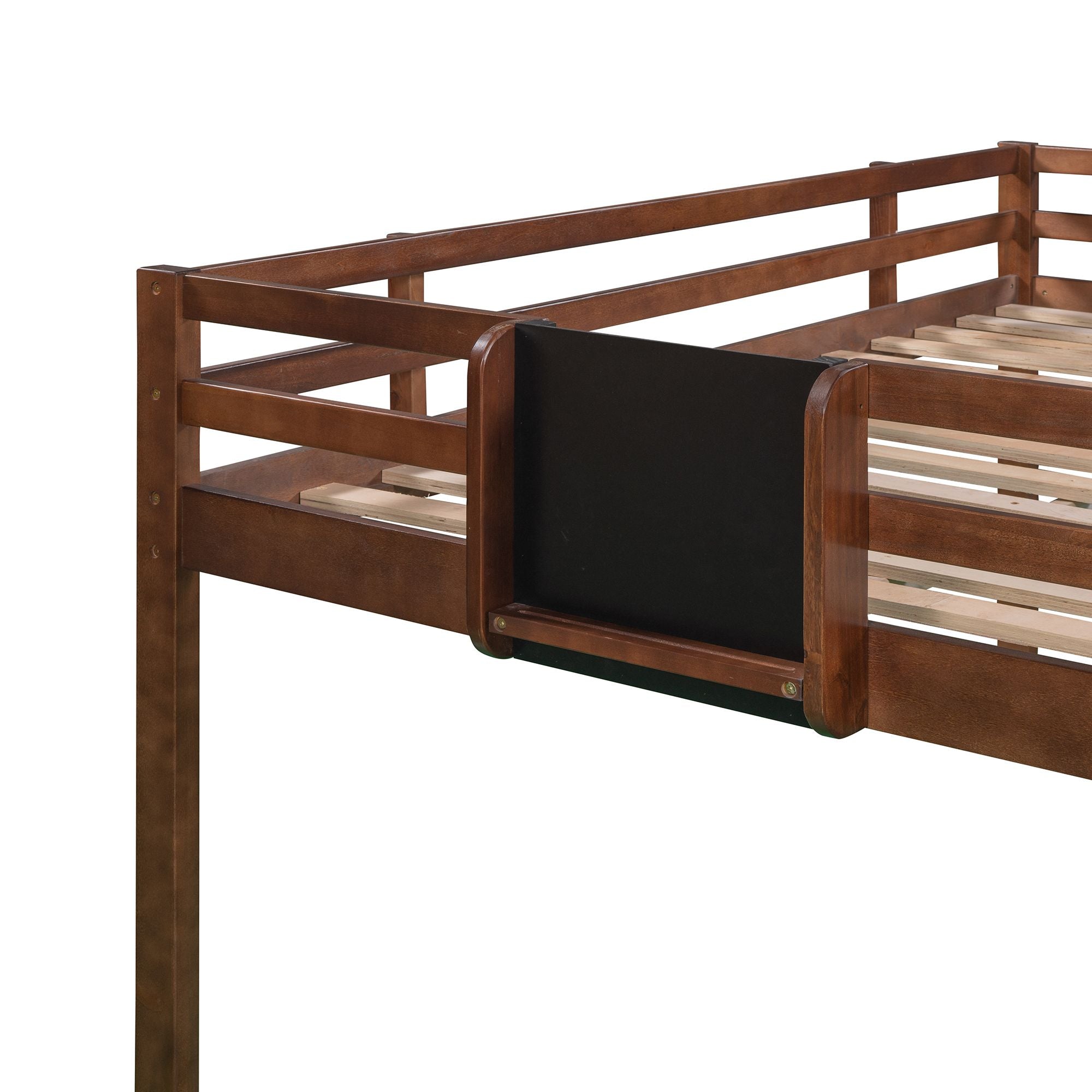 Full size Loft Bed Wood Bed with Slide;  Stair and Chalkboard