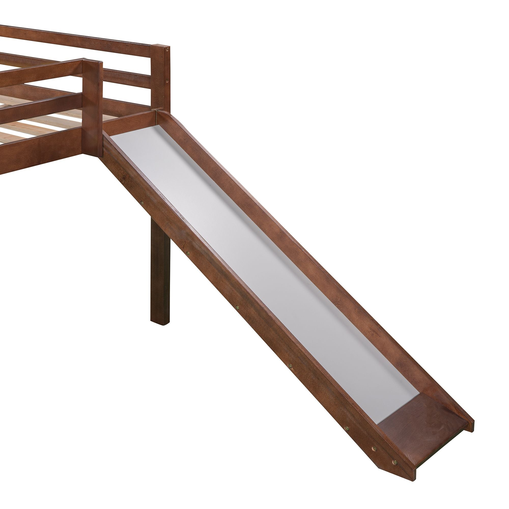 Full size Loft Bed Wood Bed with Slide;  Stair and Chalkboard