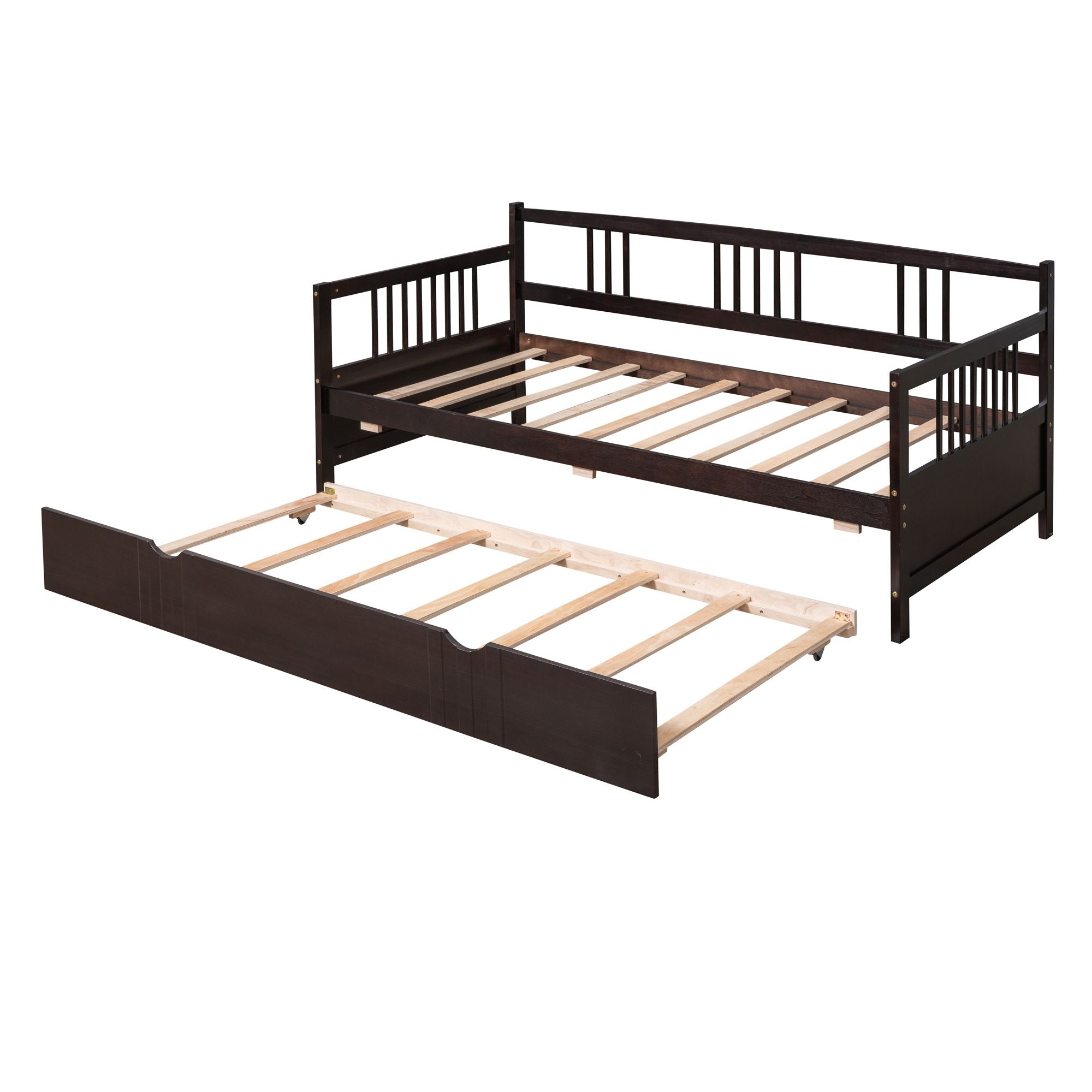 Twin Size Daybed Wood Bed with Twin Size Trundle