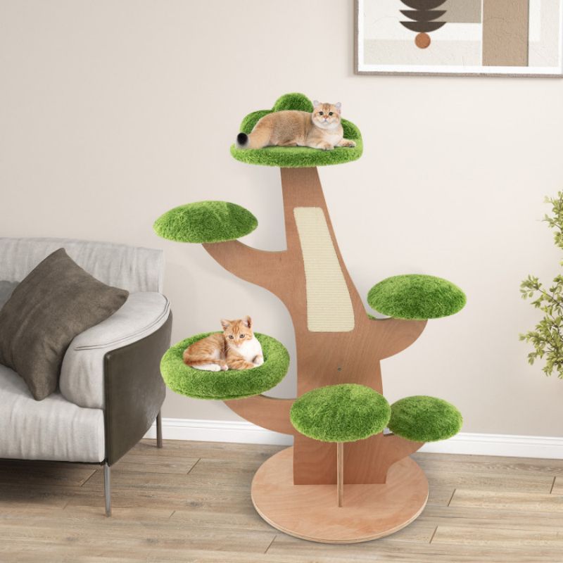 50 Inch Pine Shape Cat Tree for Indoor Cats with Sisal Scratching Board