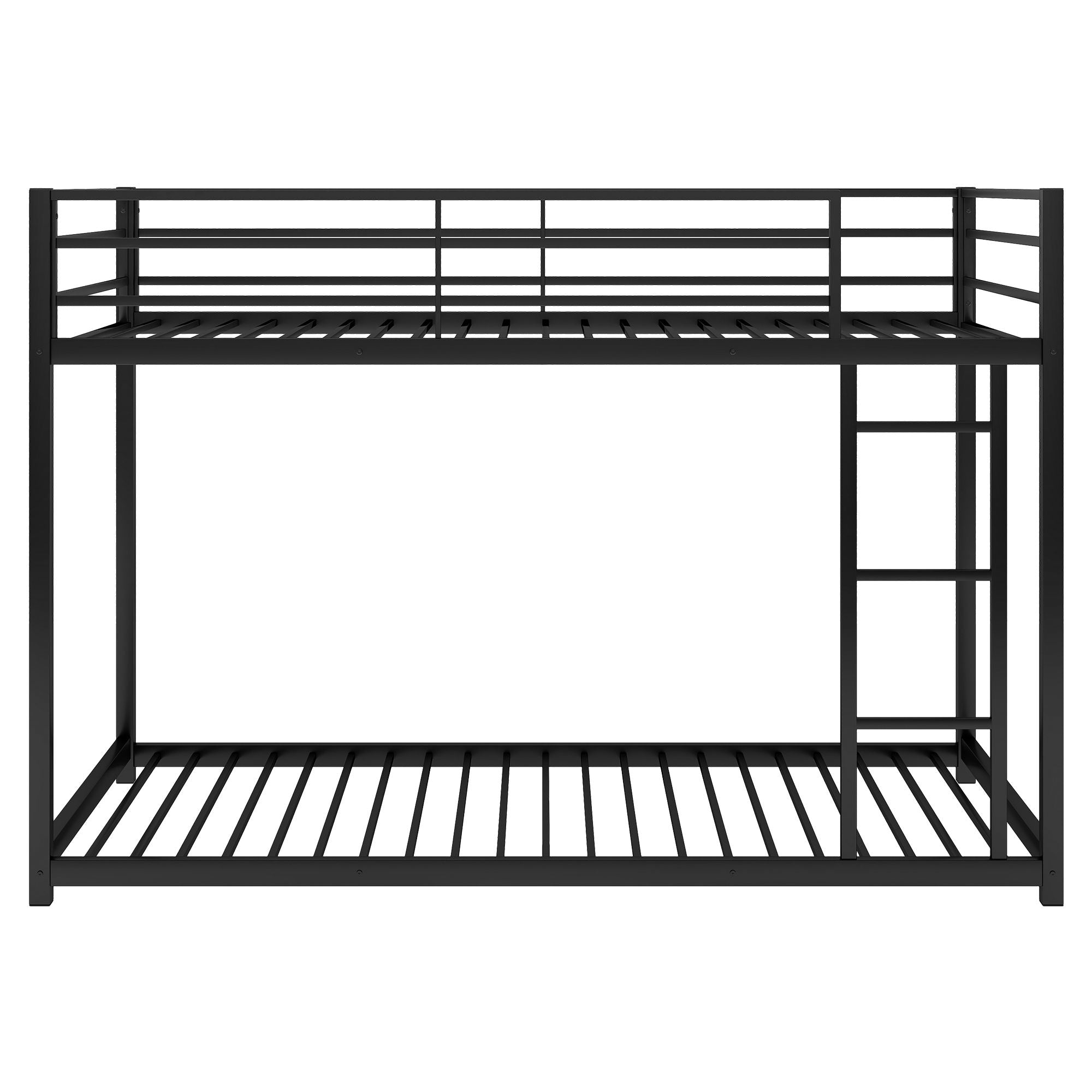 Twin over Twin Metal Bunk Bed;  Low Bunk Bed with Ladder