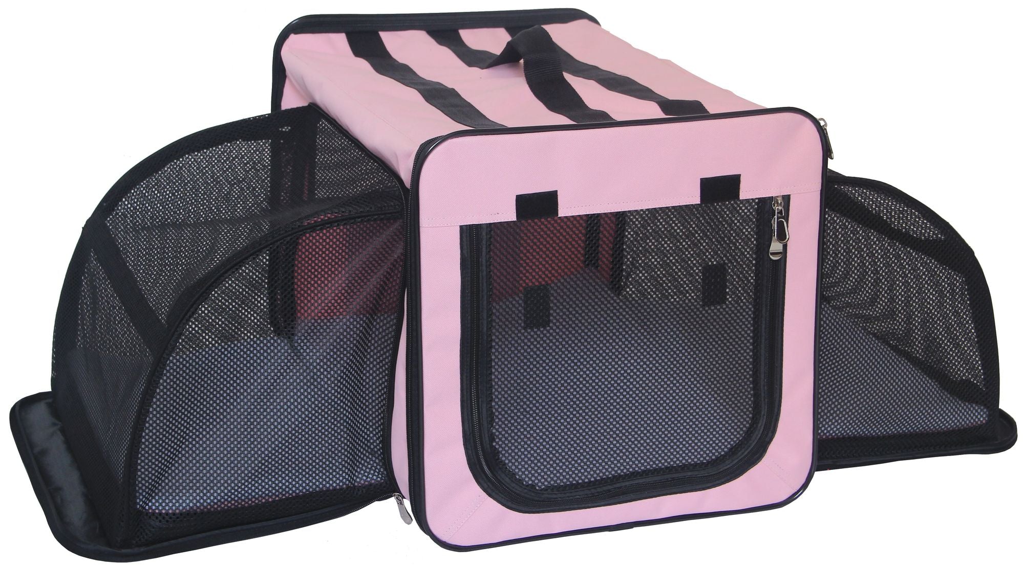 Pet Life Capacious Dual-Expandable Collapsible Travel Dog Crate - Lightweight Wire Folding Pet Kennel