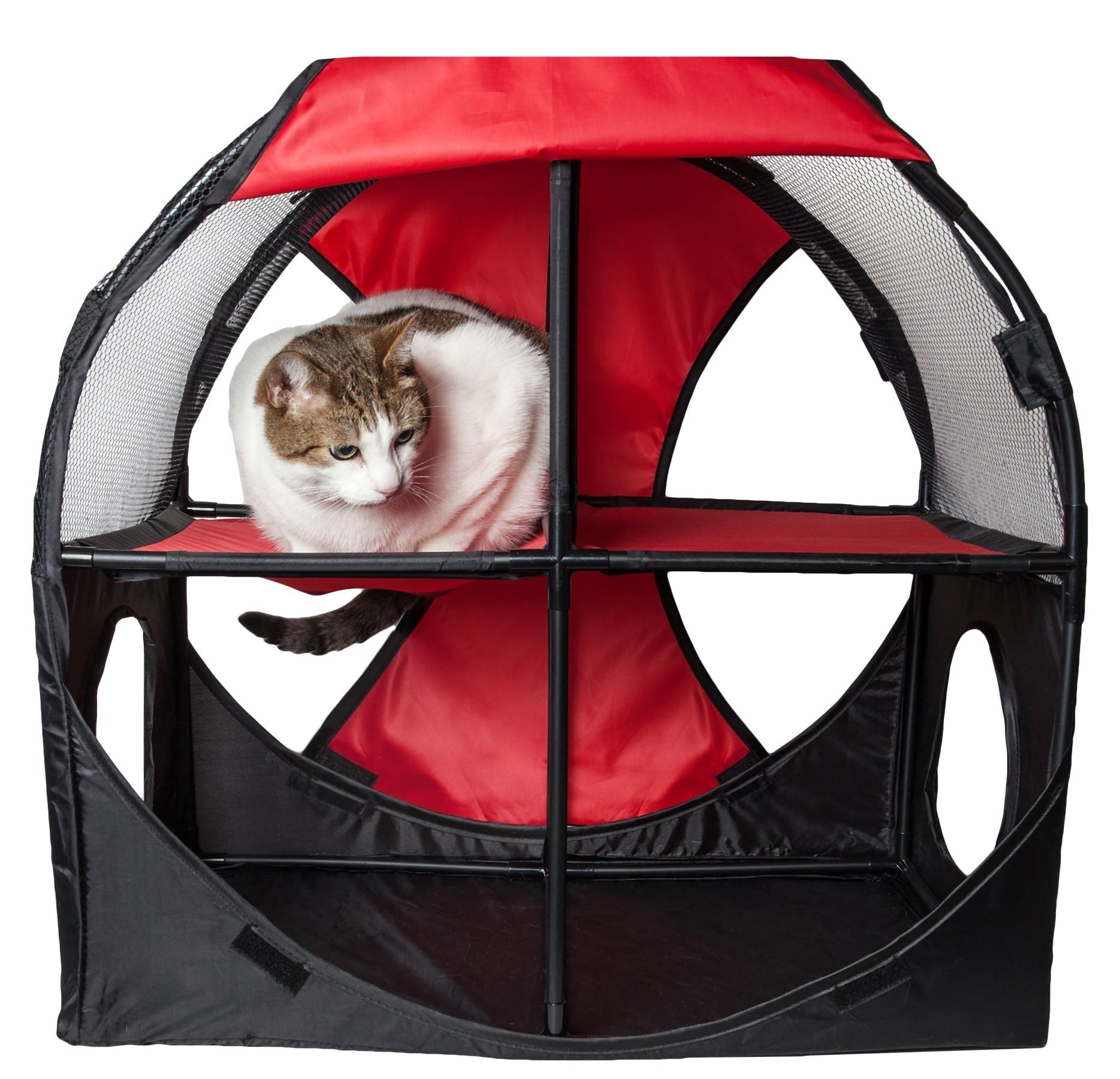 Pet Life Kitty-Play Obstacle Travel Cat House - Collapsible, Soft Folding Pet House for Cats & Kittens