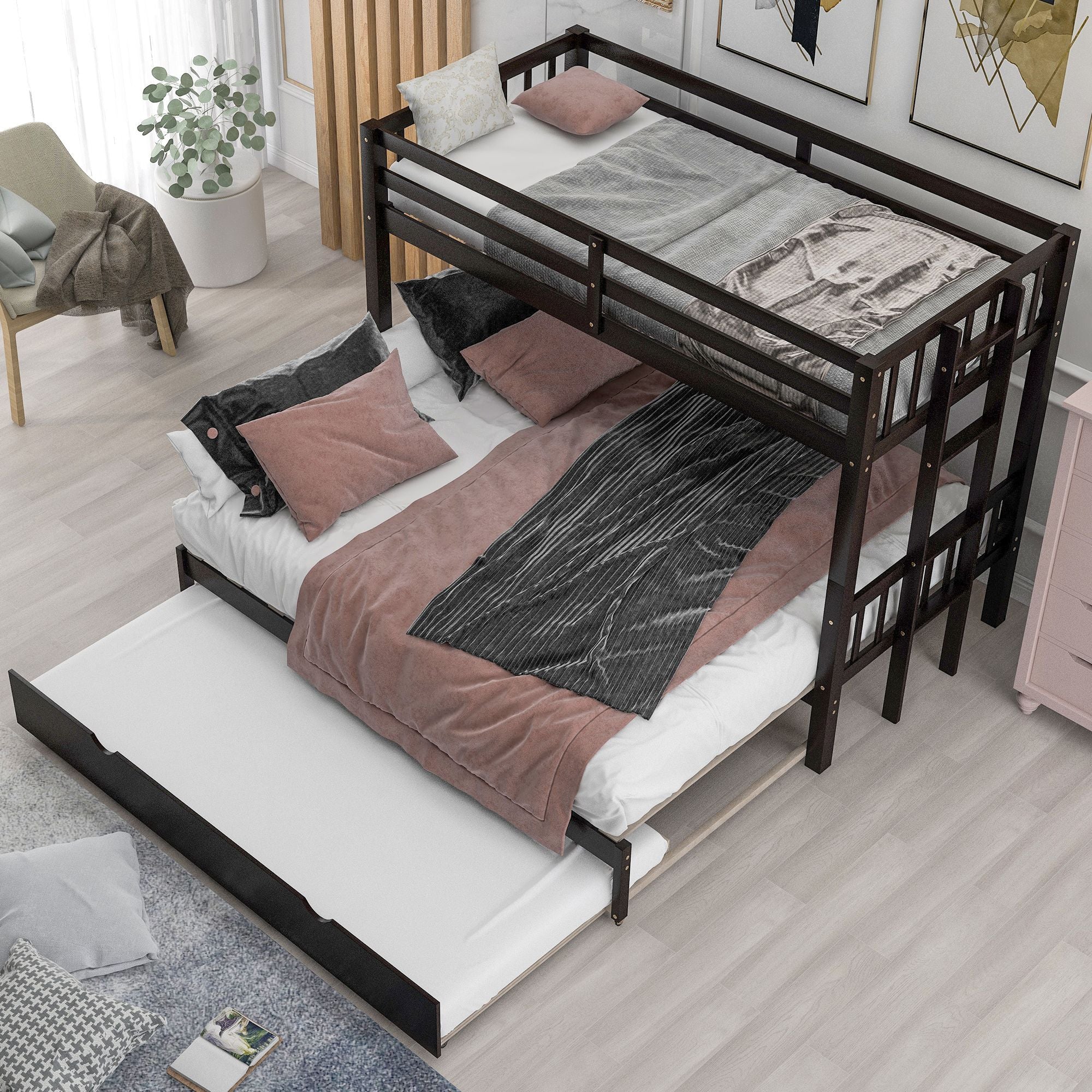 Twin over Pull-out Bunk Bed with Trundle