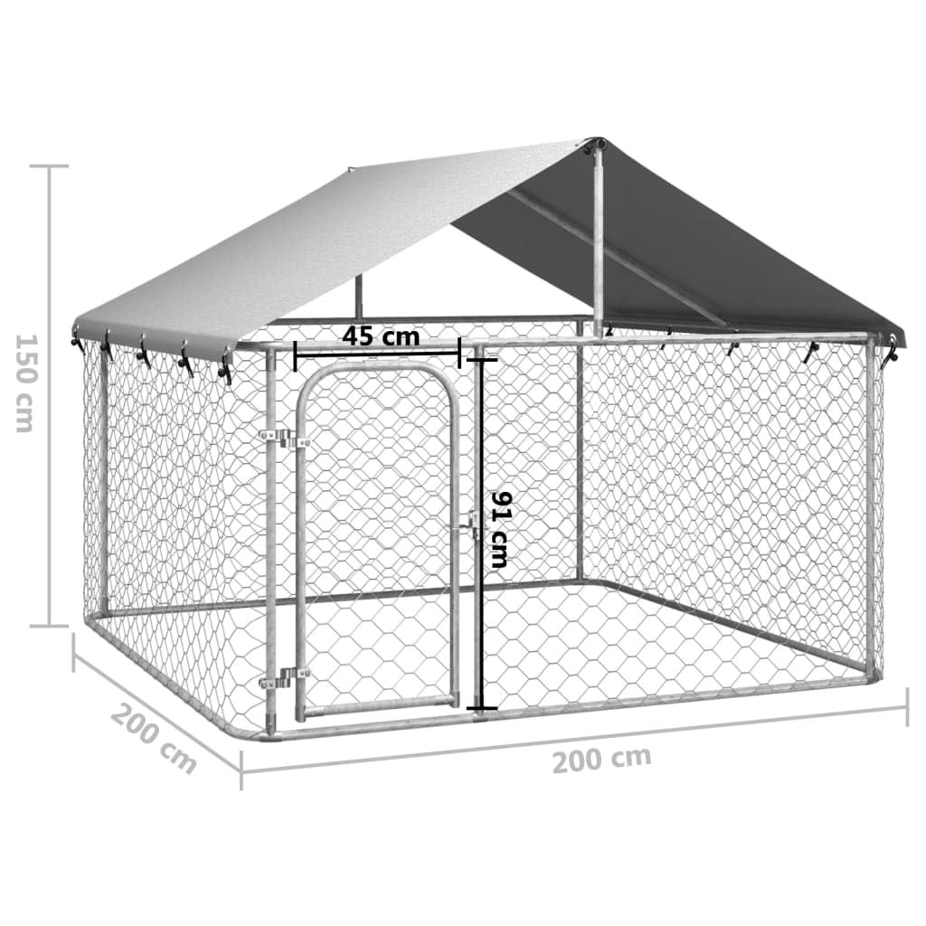 Outdoor Dog Kennel with Roof - Large 78.7” x 78.7” x 59.1” Enclosed Pet Shelter for Dogs