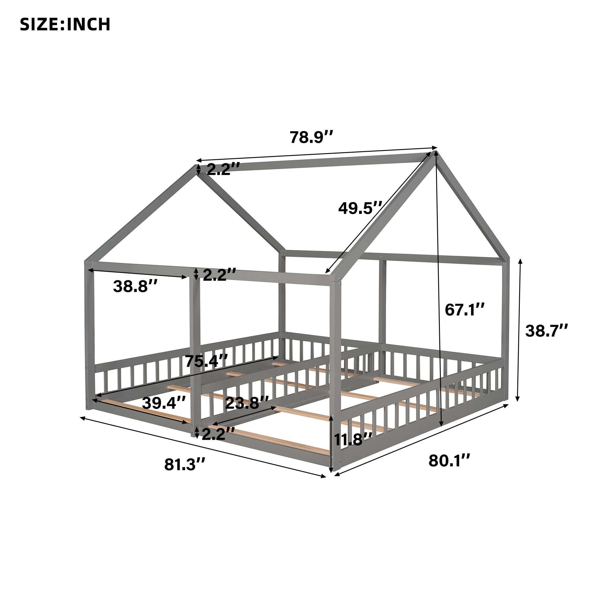 Twin Size House Platform Beds; Two Shared Beds