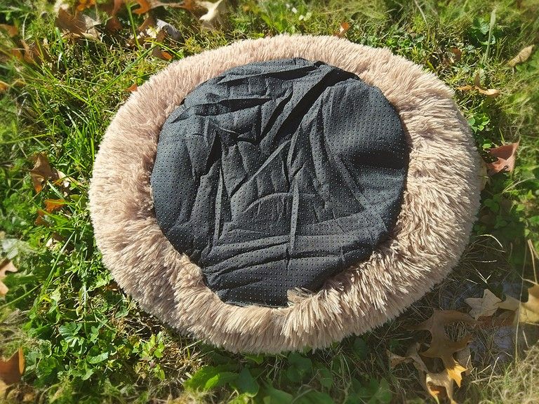 Round Cat Bed - Soft Plush Burrowing Cave & Hooded Donut Bed for Dogs & Cats | Faux Fur Cuddler, Comfortable Self-Warming Pet Bed, Machine Washable