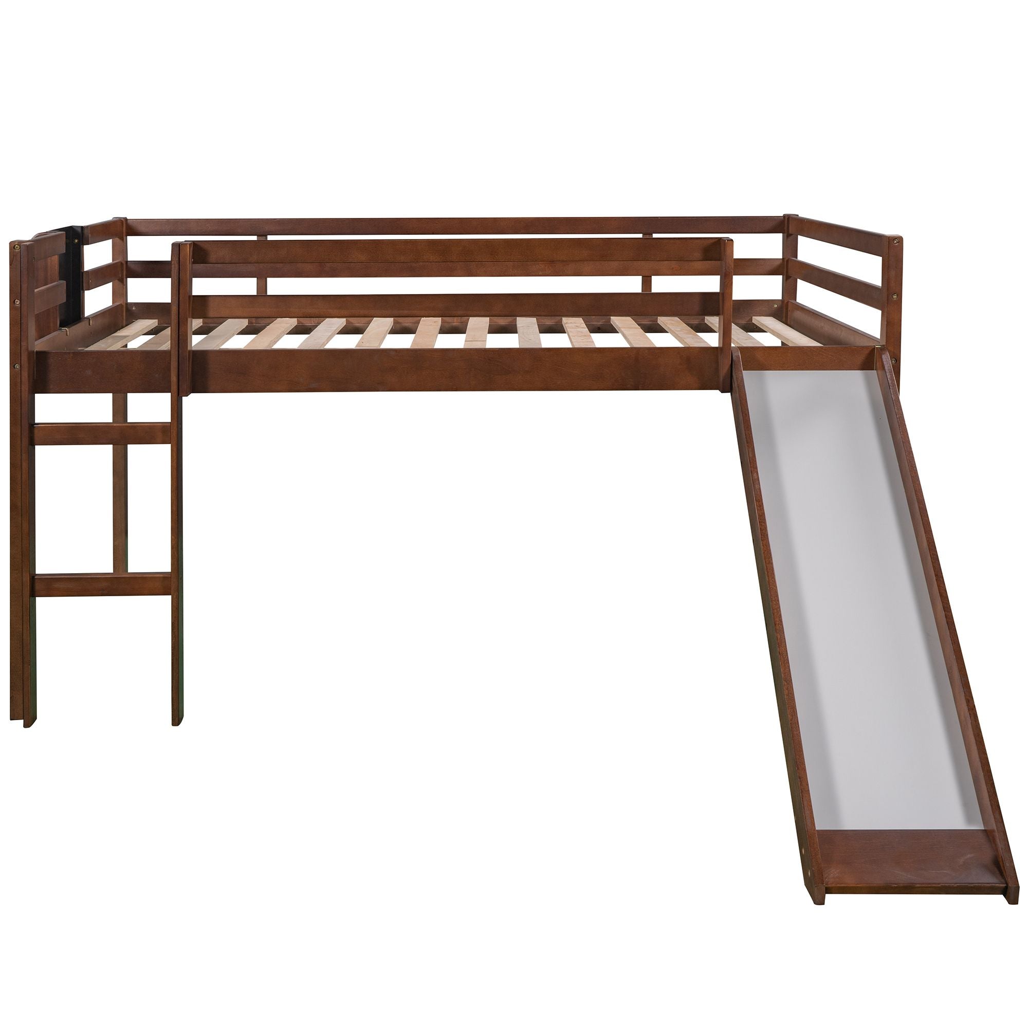 Full size Loft Bed Wood Bed with Slide;  Stair and Chalkboard