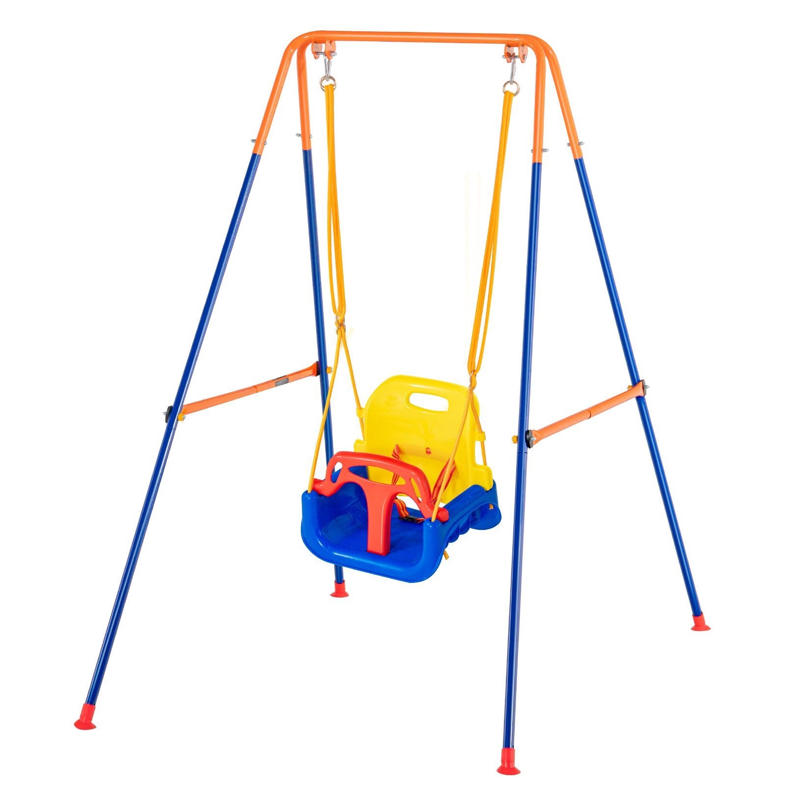 3-in-1 Toddler Swing Set with 4 Sandbags – Adjustable A-Frame Design for Kids Age 3-10, Foldable and Easy to Store