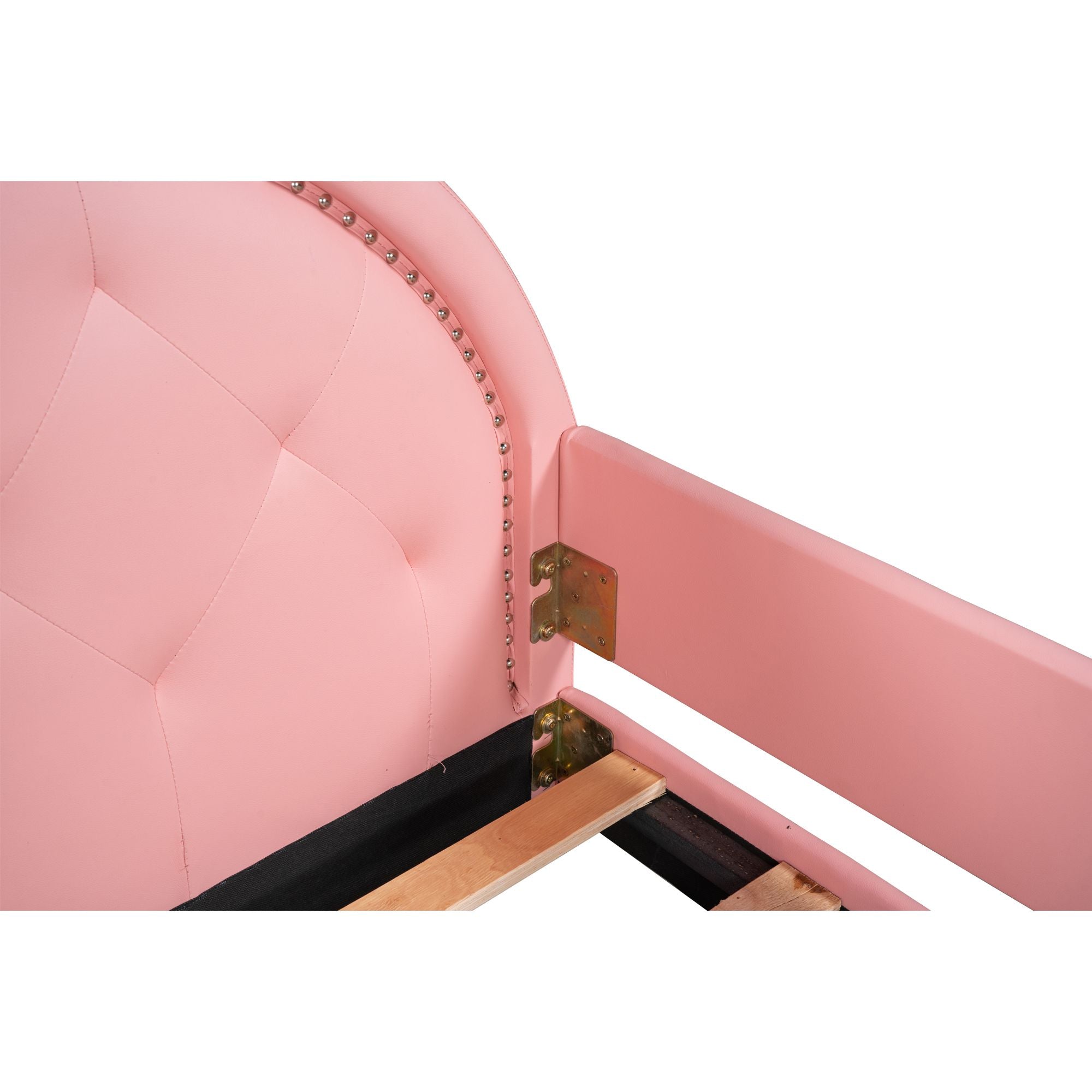 Twin Size Upholstered Daybed with Carton Ears Shaped Headboard